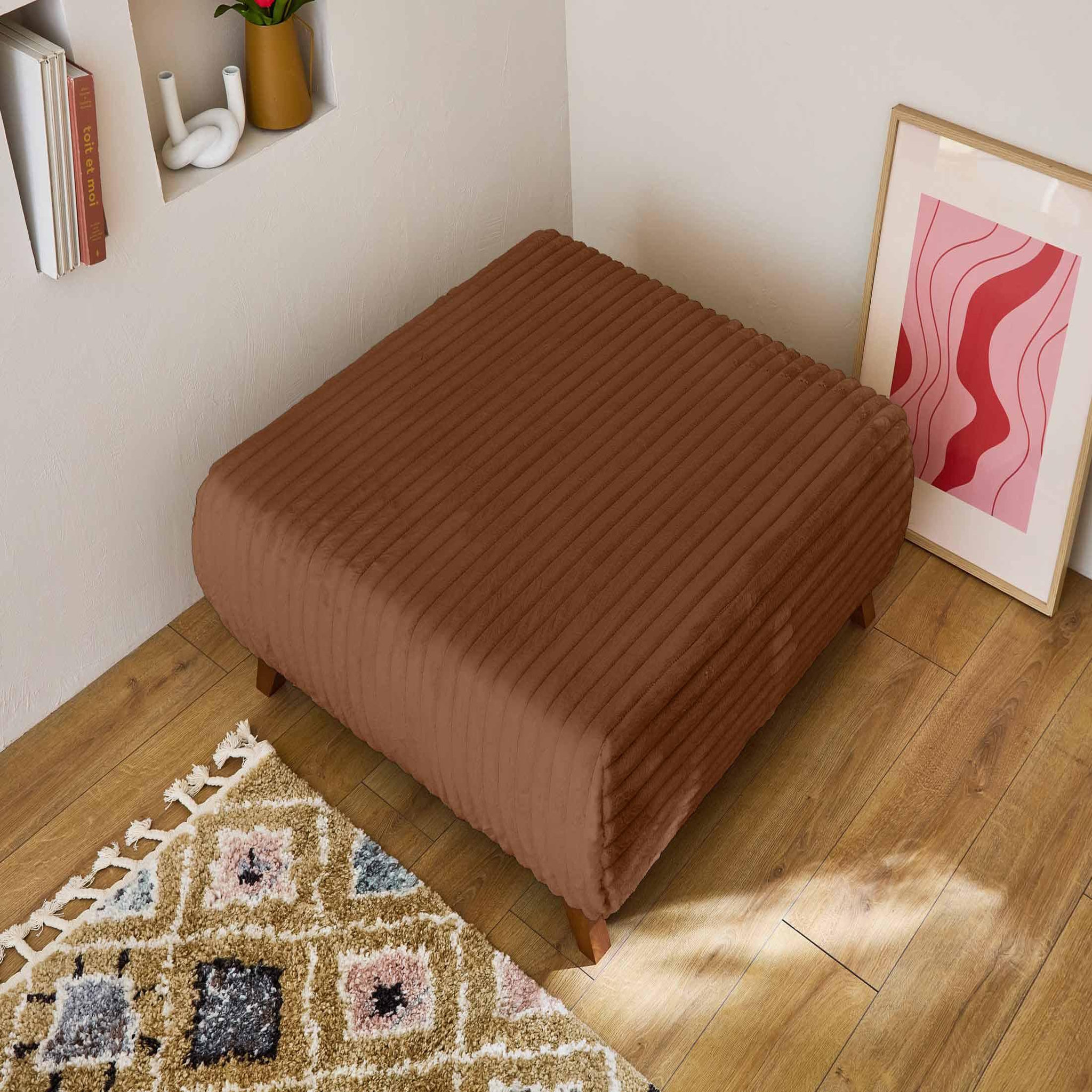 Voir la diapositive 4 : BEST MOBILIER Cristal - pouf modulable - 95 cm - en fausse fourrure côtelée