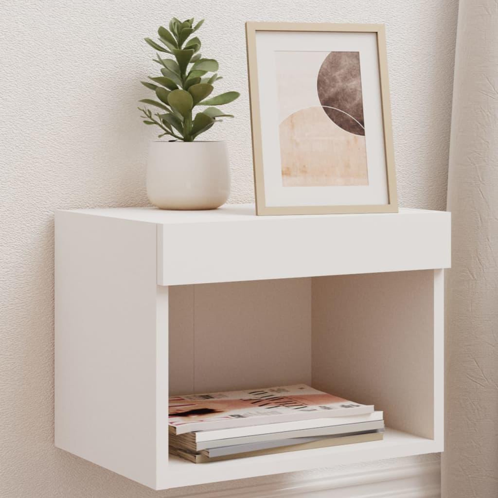 VIDAXL Table de chevet murale avec lumieres LED blanc