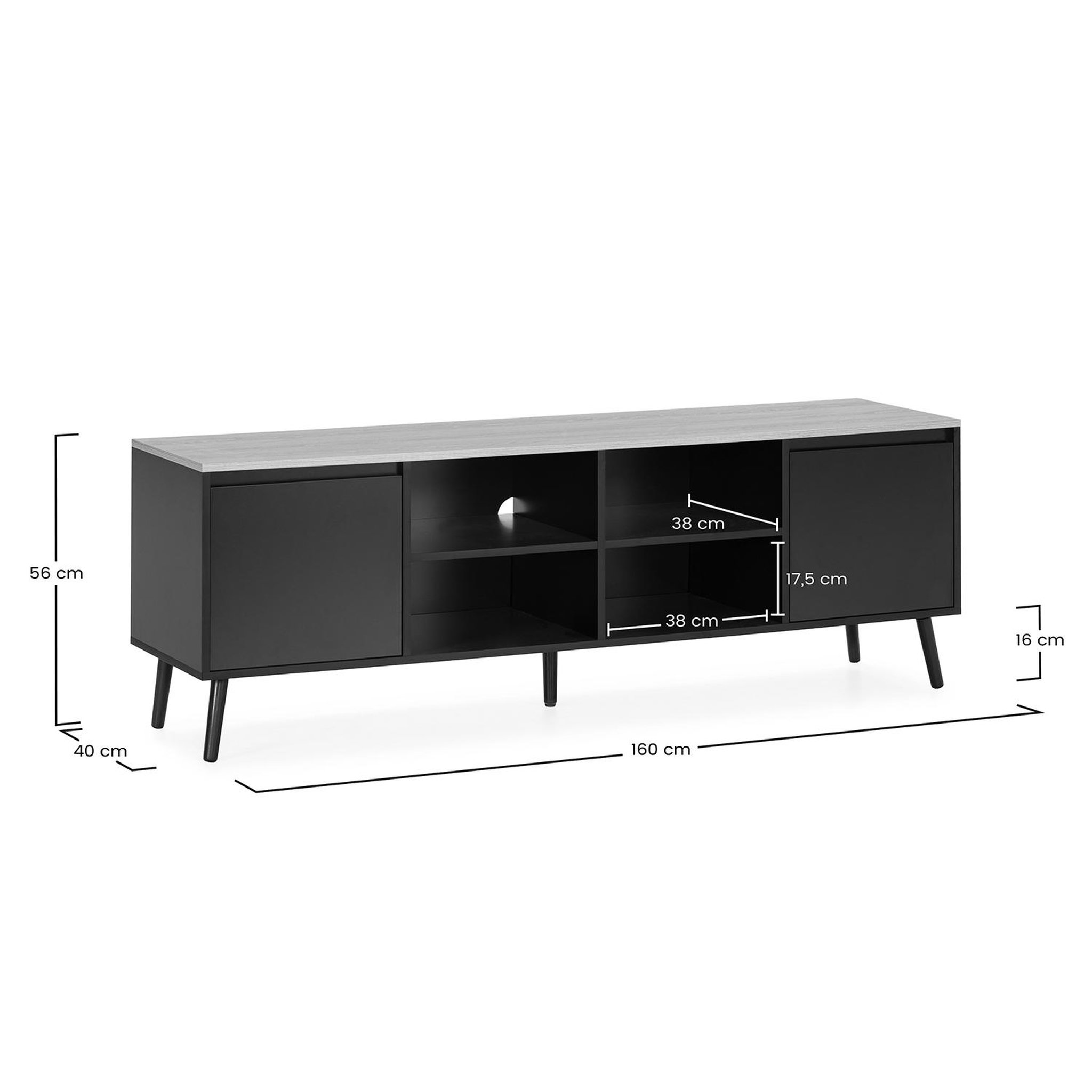 Voir la diapositive 6 : VS VENTA-STOCK Meuble Tv Desi 2 portes couleur Noir