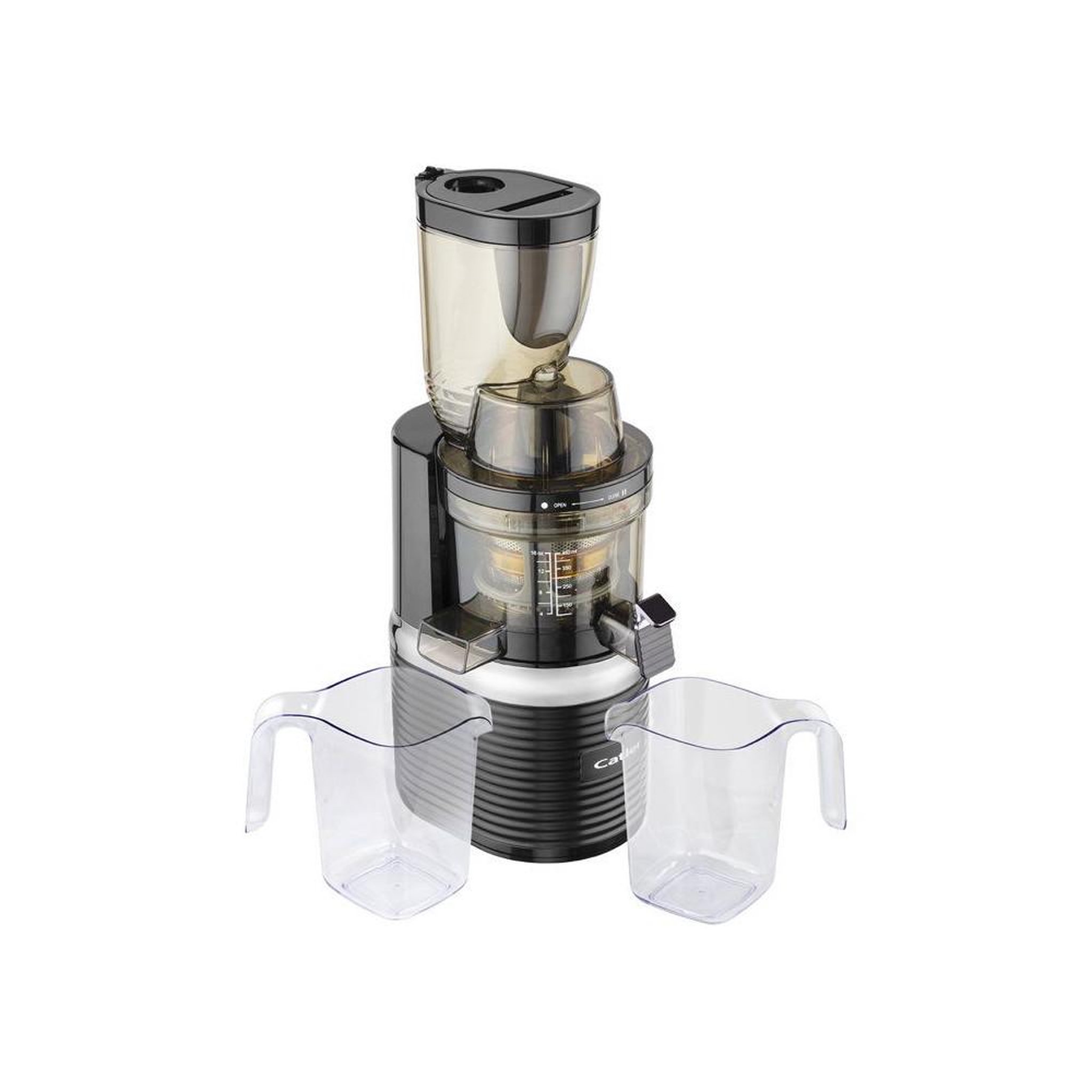 Voir la diapositive 6 : Presse-agrumes à extraction lente vertical 43 tr/min 200 W avec 3 filtres JS 8012, noir et argent