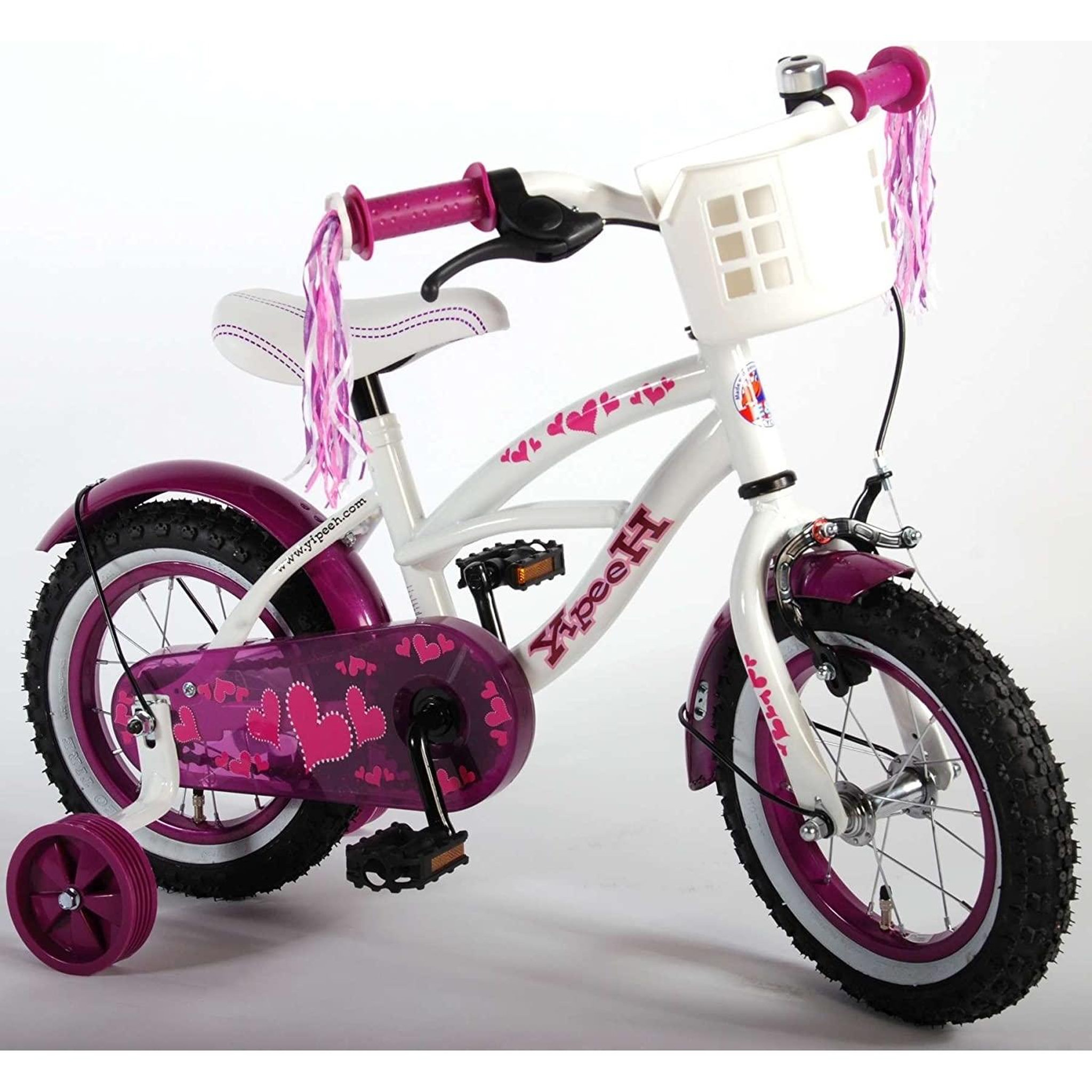 Voir la diapositive 2 : VOLARE Vélo enfant Heart Cruiser 12 pouces blanc violet
