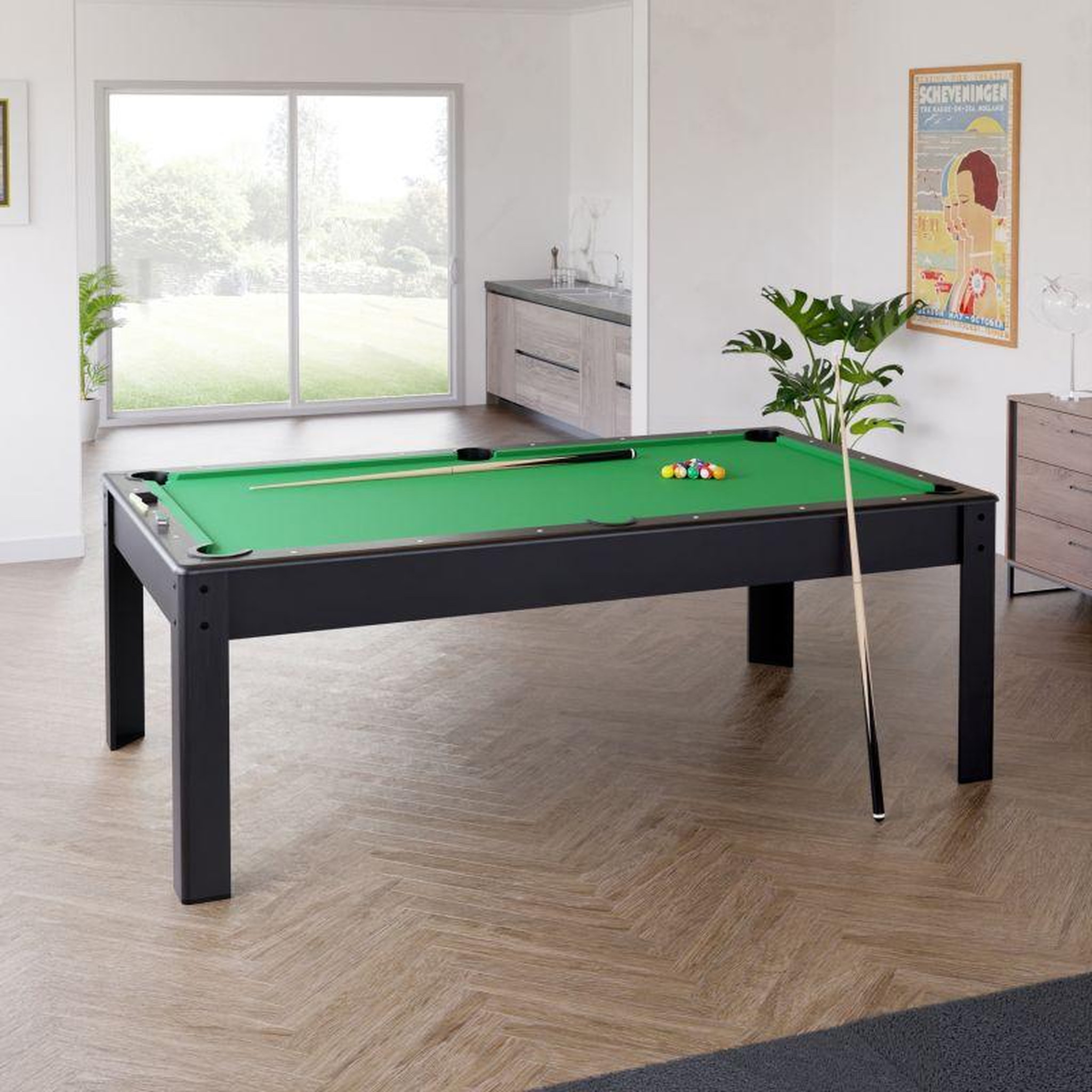 Voir la diapositive 4 : PLAY4FUN Billard Américain HARMONY 6Ft - 206,5 x 116,5 x 80 cm avec accessoires et plateau dînatoire - Couleur Noir
