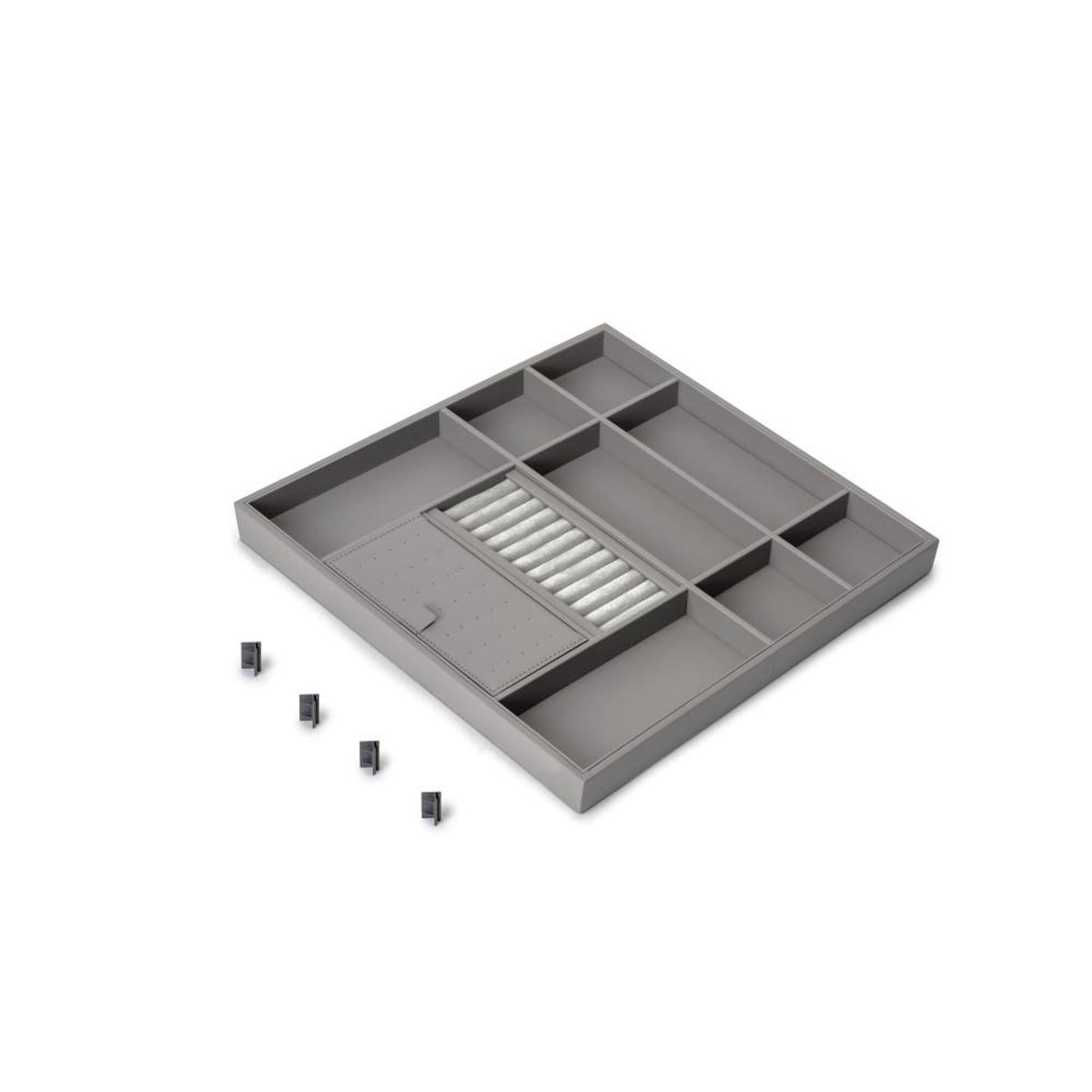 EMUCA SRL Tiroir organisateur pour placards et commodes Quartz -  440 (M60) -  Eco-pelle et bois -  Titane