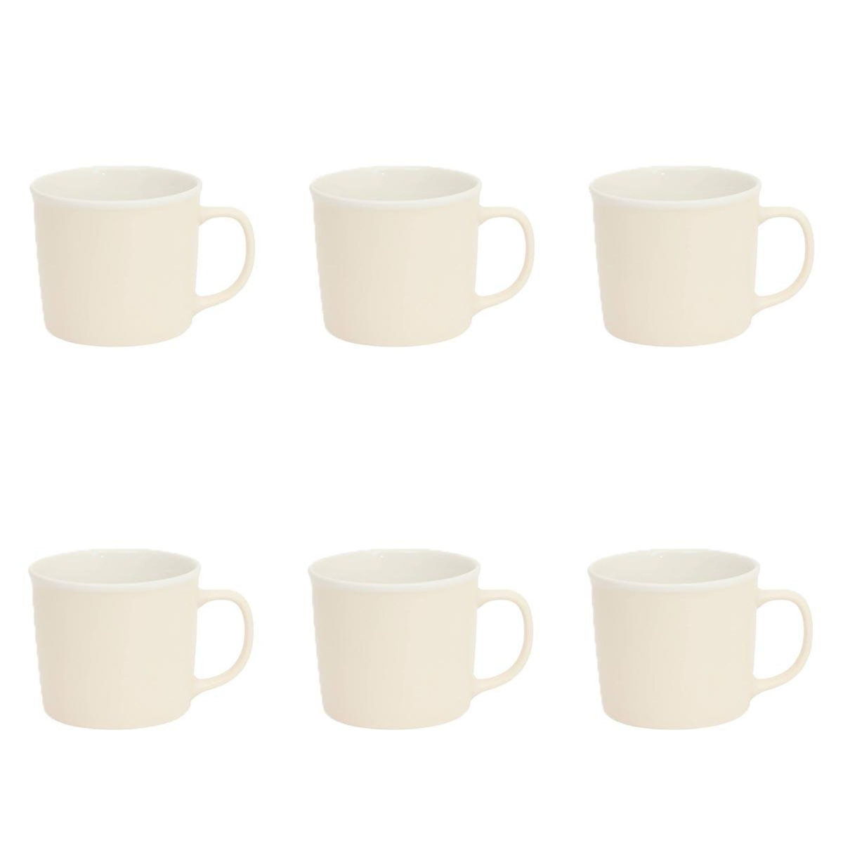 SECRET DE GOURMET Lot de 6 Mugs en Porcelaine  Nature  38cl Crème
