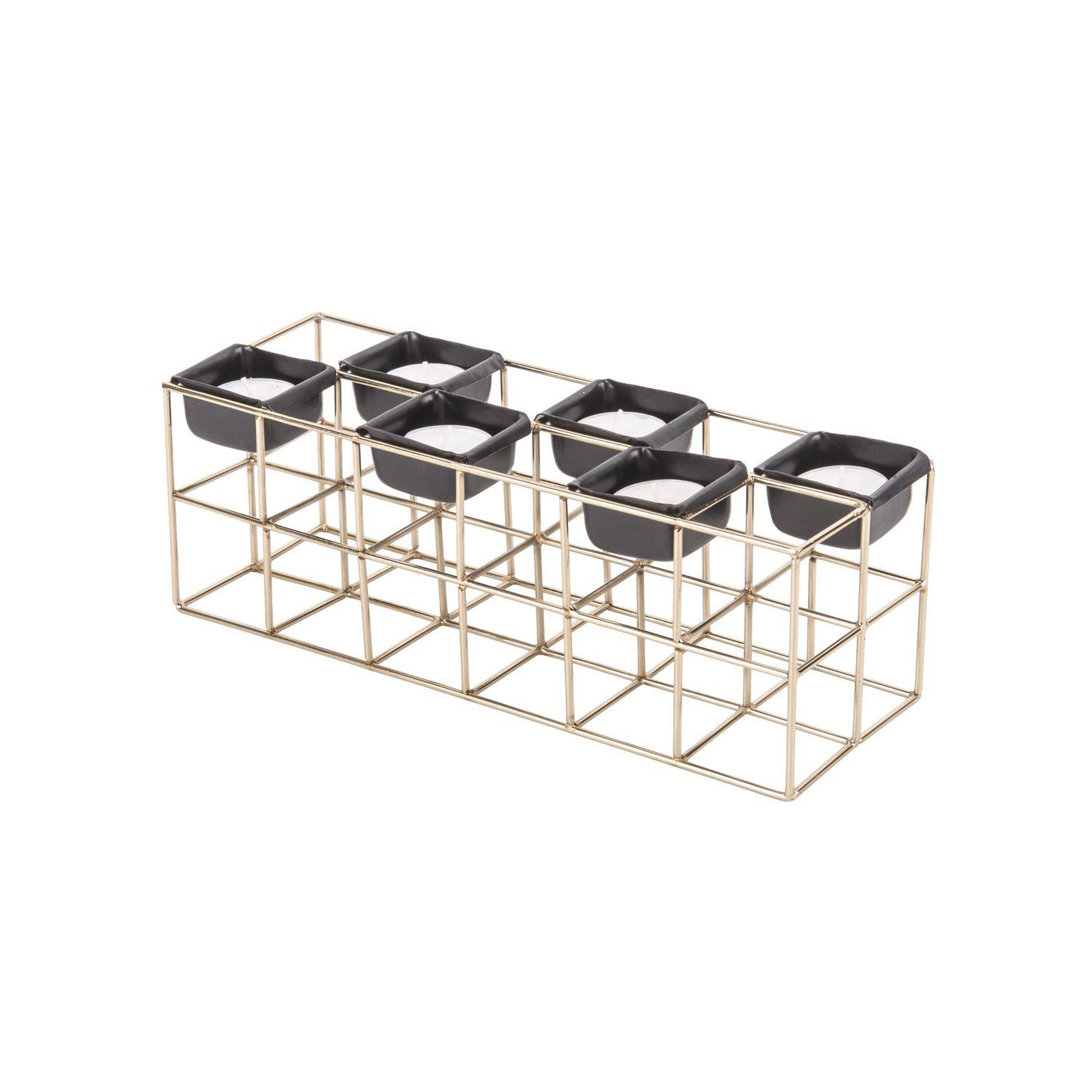 PRESENT TIME Photophore en métal design Tabia - 6 Bougies. Coloris disponibles : Noir, Jaune