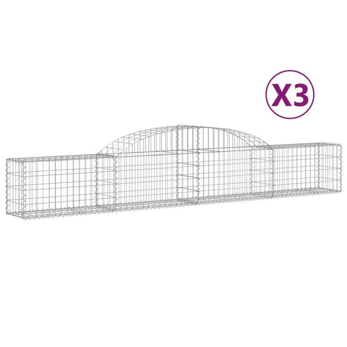VIDAXL Paniers a gabions arques 3 pcs 300x30x40/60 cm fer galvanise