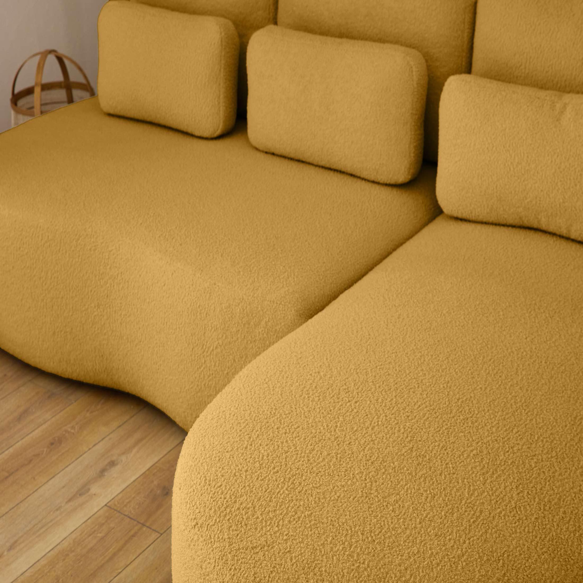 Voir la diapositive 4 : LISA DESIGN Mahina - canapé d'angle droit - 4 places - convertible avec coffre - en tissu bouclette