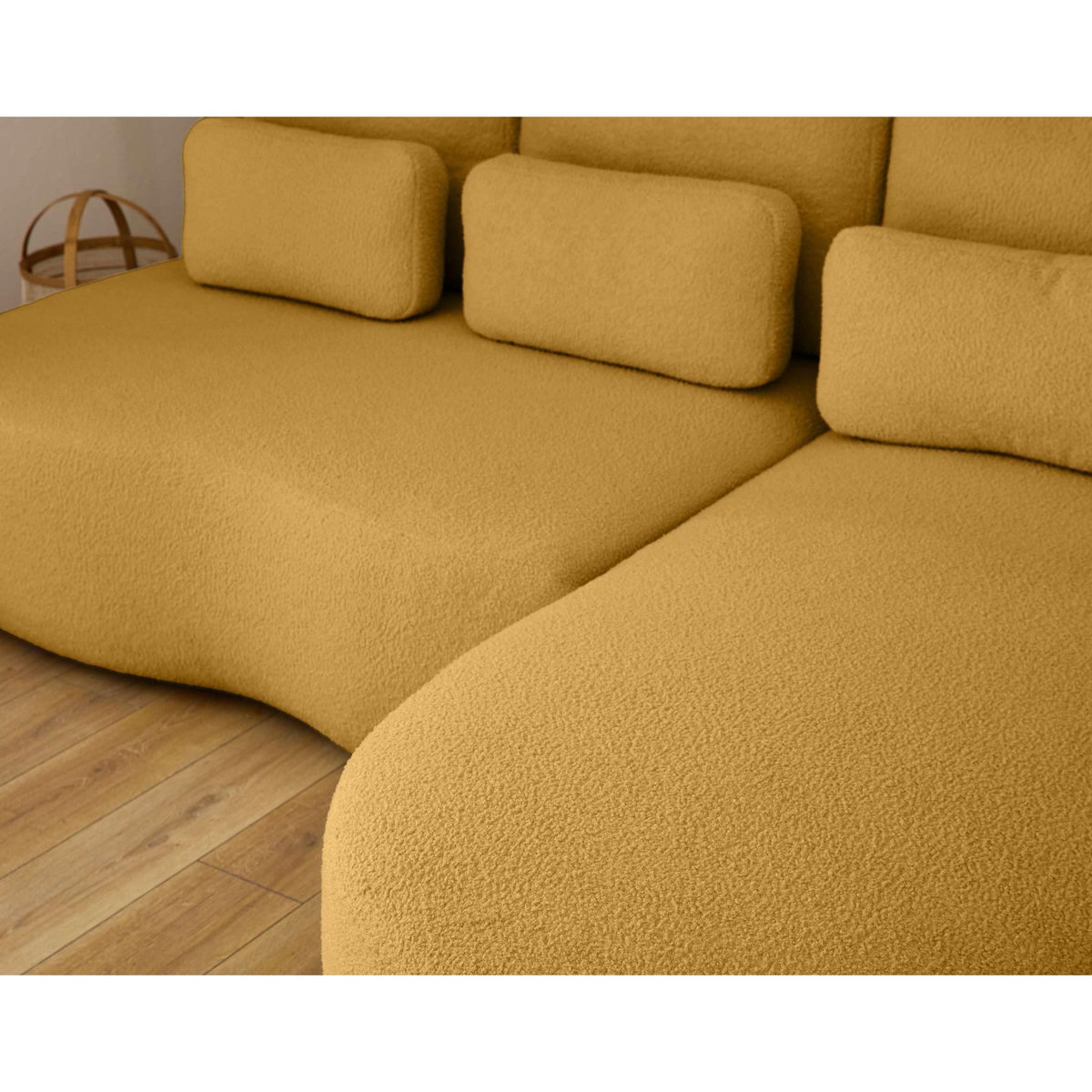 LISA DESIGN Mahina - canapé d'angle droit - 4 places - convertible avec coffre - en tissu bouclette