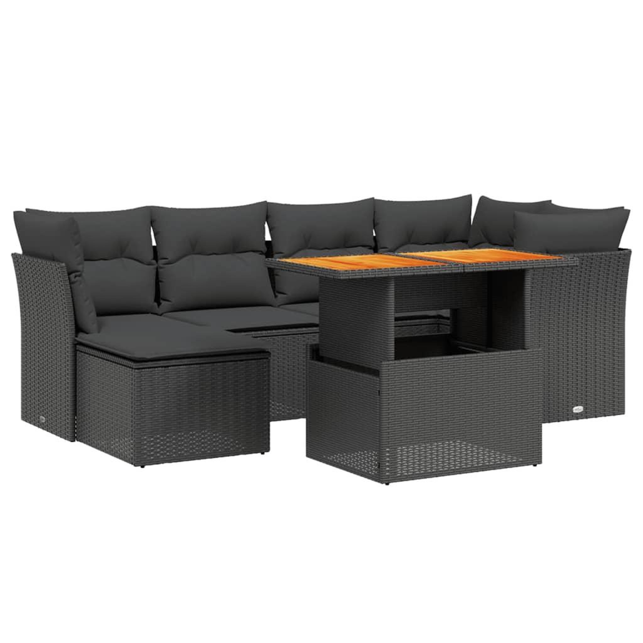 Voir la diapositive 2 : VIDAXL Salon de jardin 7 pcs avec coussins noir resine tressee