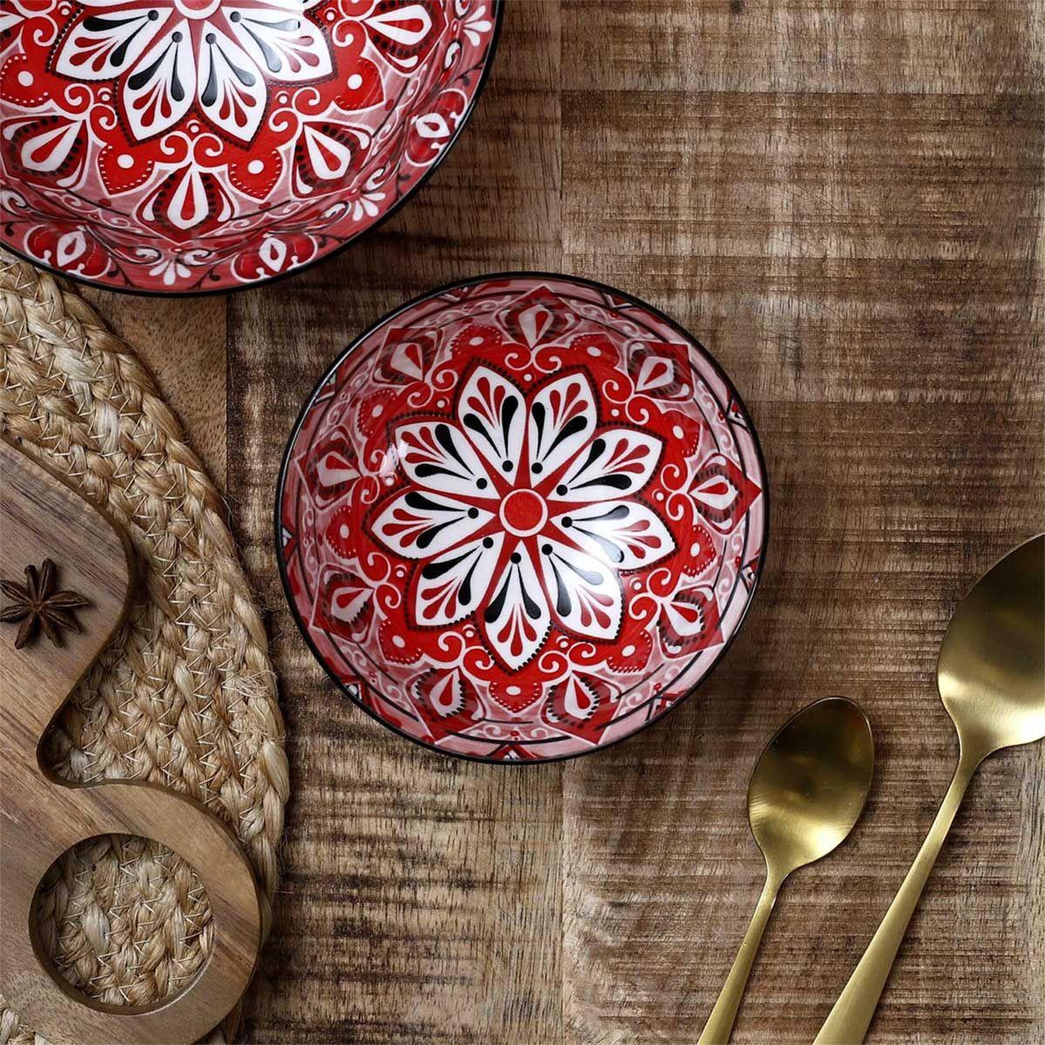 Voir la diapositive 4 : The Home Deco Factory Lot de 6 bols en porcelaine  jaipur  22cl rouge