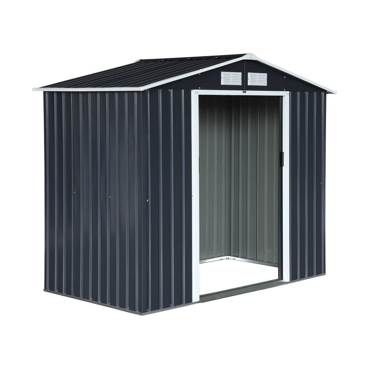 SWEEEK Abri de jardin en métal - Houtland. 2.71 m² anthracite - Cabane à outils avec double portes coulissantes. kit de fixation sol inclus. L 213 x P 131 x H 185cm