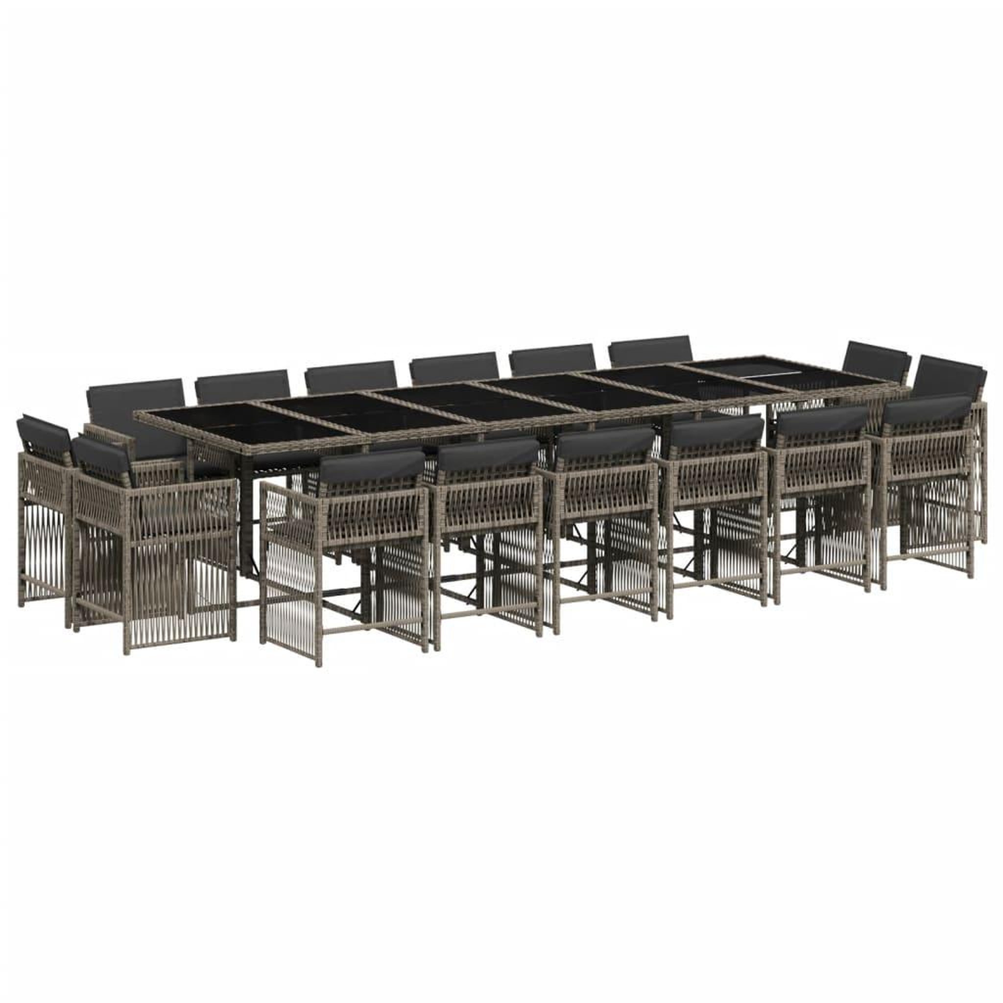 Voir la diapositive 2 : VIDAXL Ensemble a manger de jardin 17 pcs et coussins resine tressee