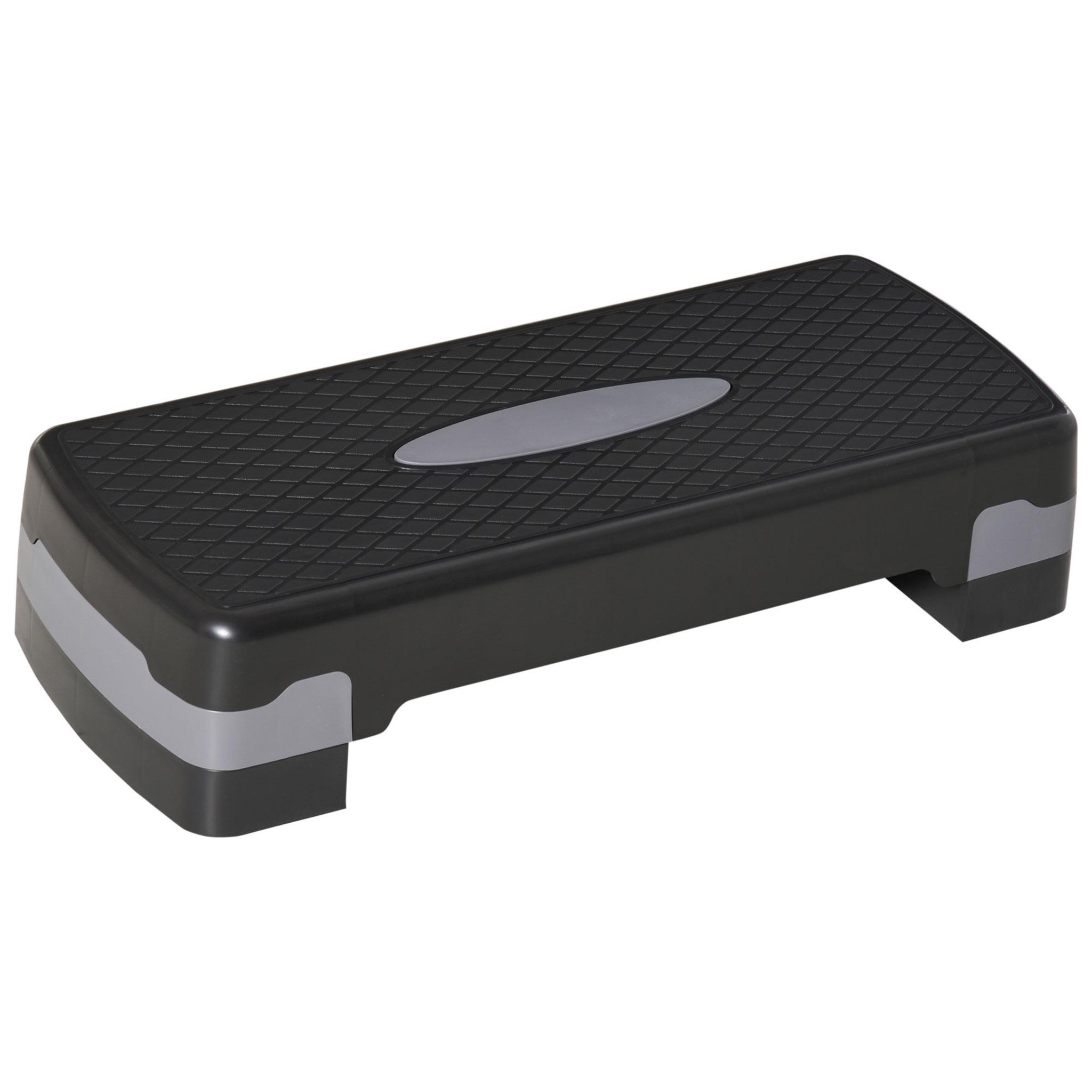 HOMCOM Stepper fitness aerobic hauteur reglable surface antiderapante dim. 68l x 29l x 10-15h cm plastique gris noir