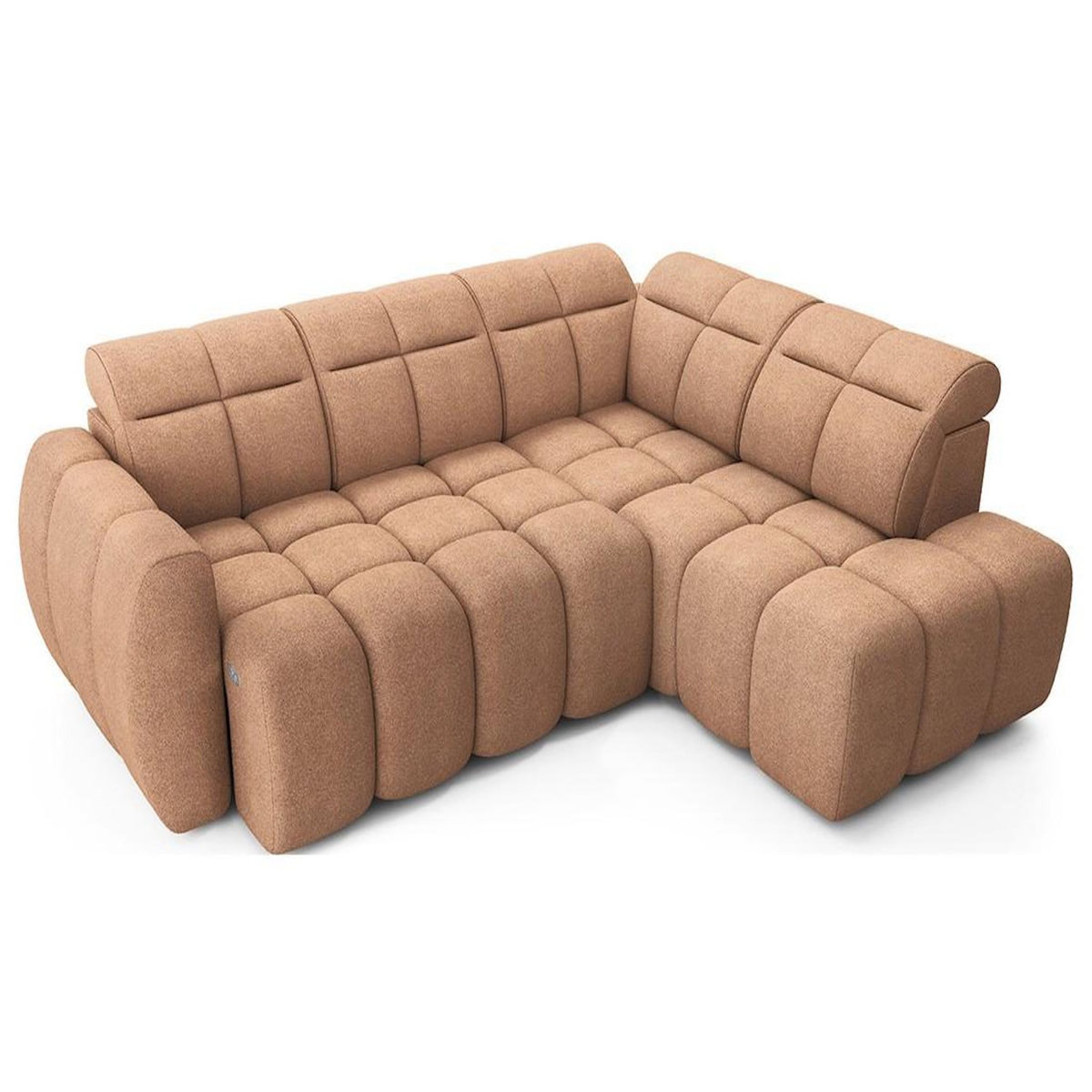 BEST MOBILIER Basile - canapé d'angle droit 4 places assise extensible électrique avec coffre en tissu texturé