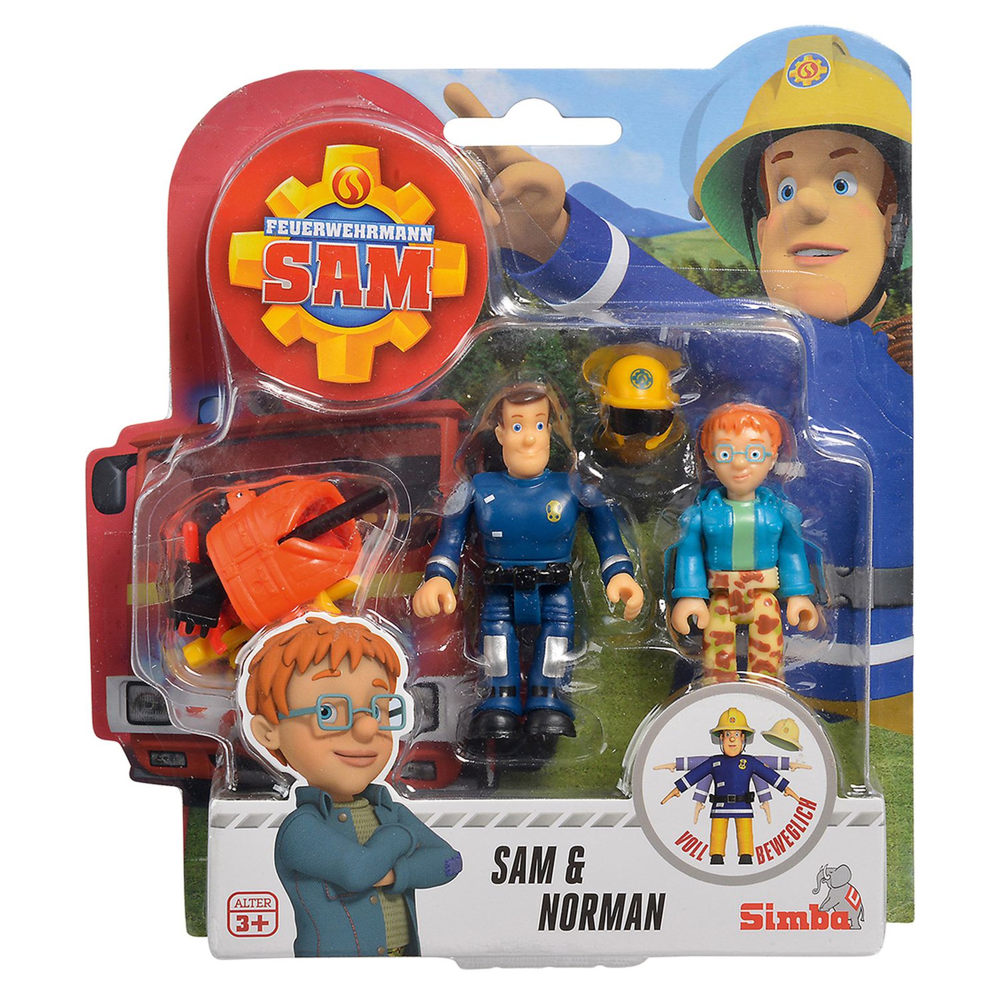 Voir la diapositive 3 : SMOBY Lot de 2 figurines articulées 7.5cm thème Sam le Pompier
