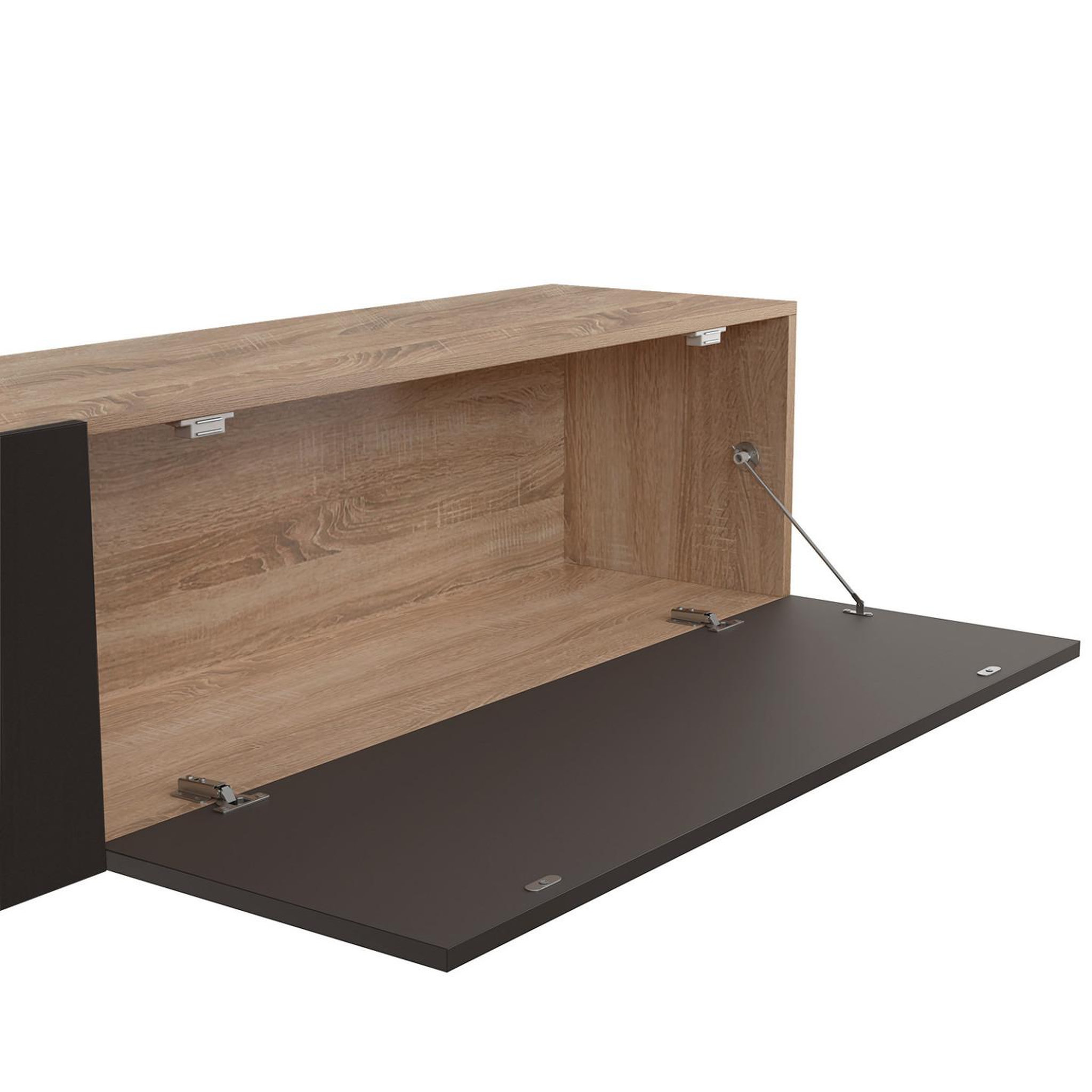 Voir la diapositive 5 : ID MARKET Ensemble meuble tv 180 cm avec colonne et étagère elio bois et noir