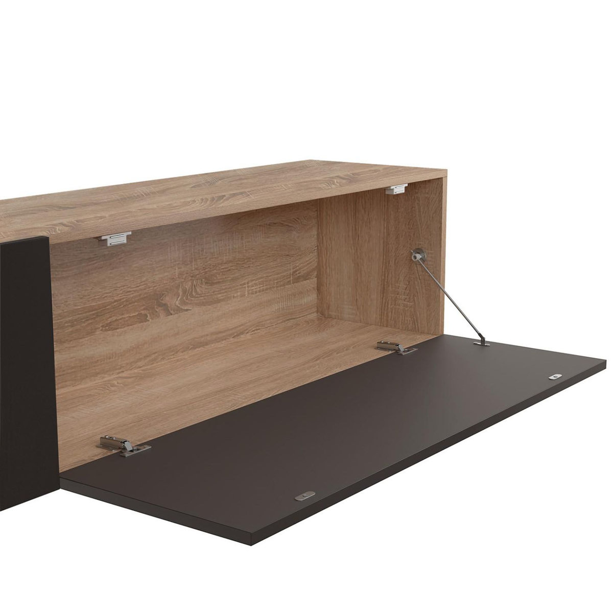 ID MARKET Ensemble meuble TV 180 cm avec colonne et étagère ELIO bois et noir