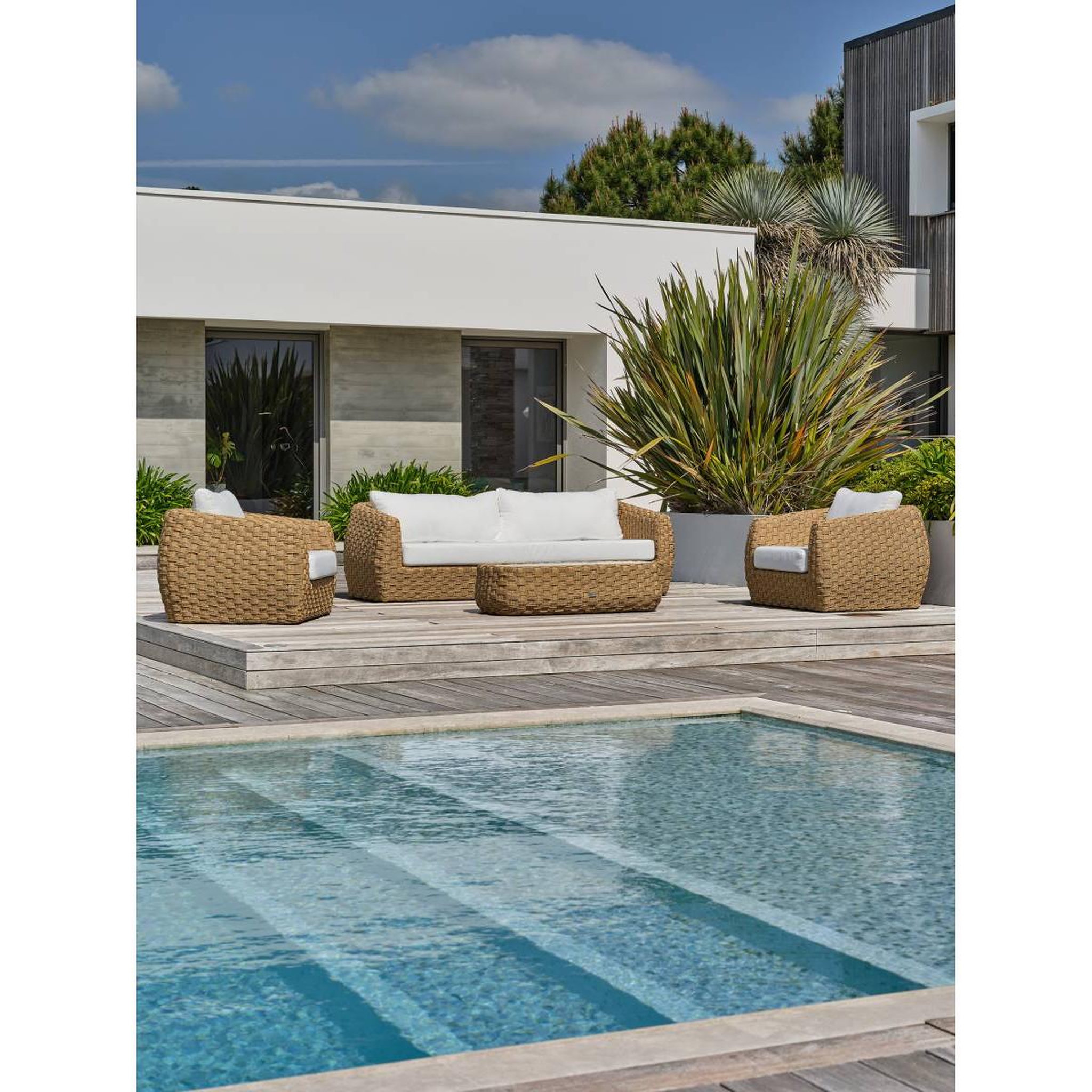 Voir la diapositive 3 : Paris Prix Salon de jardin 5 places  ramatuelle  220cm naturel & blanc