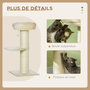 Voir la diapositive 5 : PAWHUT Arbre à chat griffoir sisal naturel 2 plateforme panier observation jeu boule suspendue peluche beige