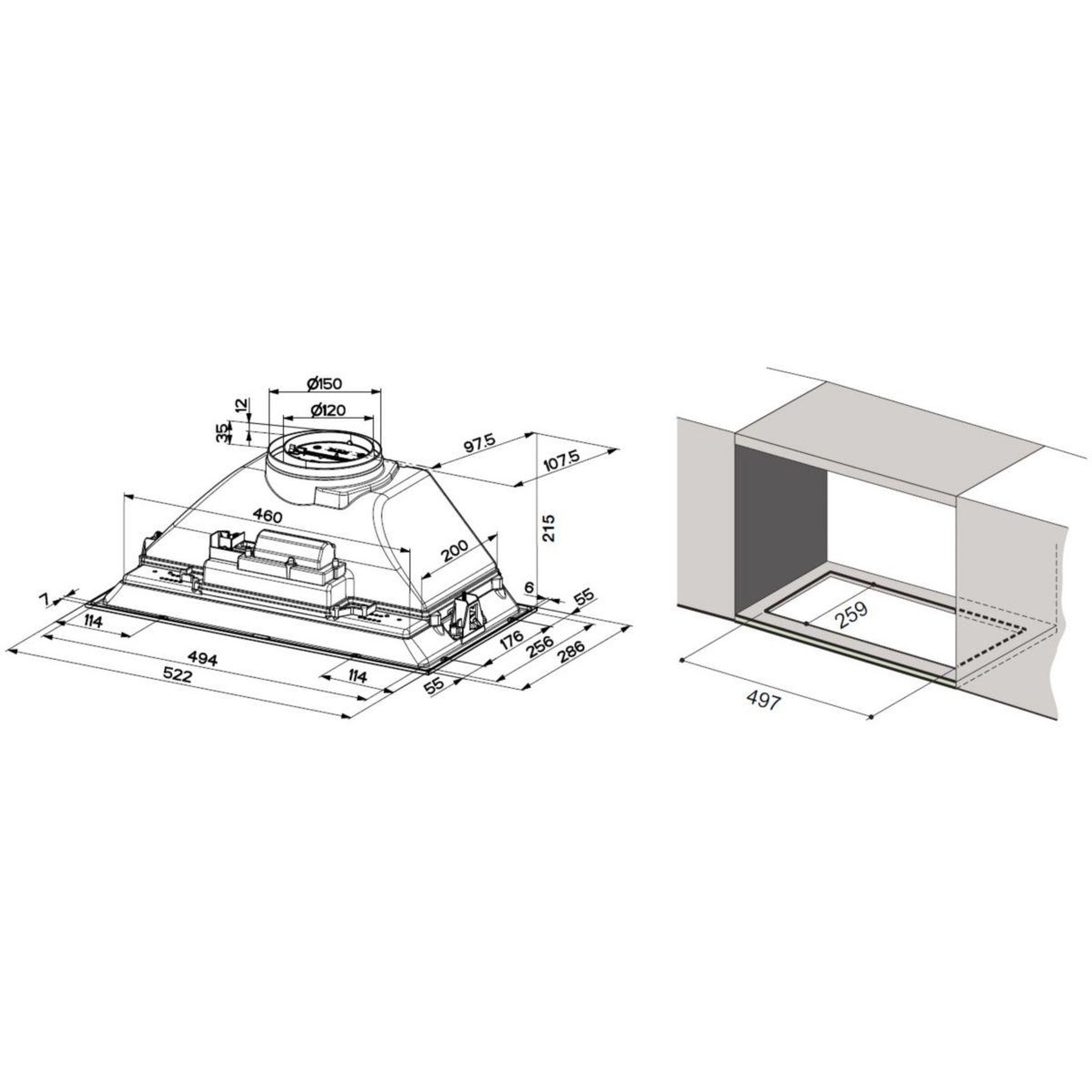 Voir la diapositive 2 : Airlux Hotte encastrable ahgb451si