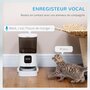PAWHUT Distributeur de croquettes chat chien automatique programmable - gamelle 4 repas, réservoir 6 L inclus - enregistreur vocal - acier inox. ABS blanc