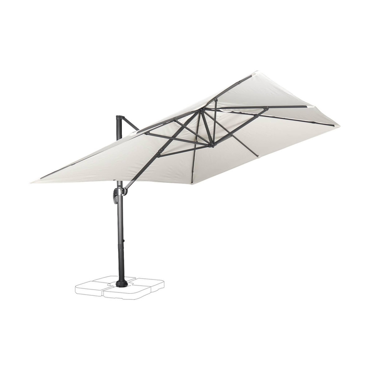 SWEEEK Parasol déporté rectangulaire 3x4m - Wimereux - Parasol excentré inclinable dans 5 positions, rotatif à 360°
