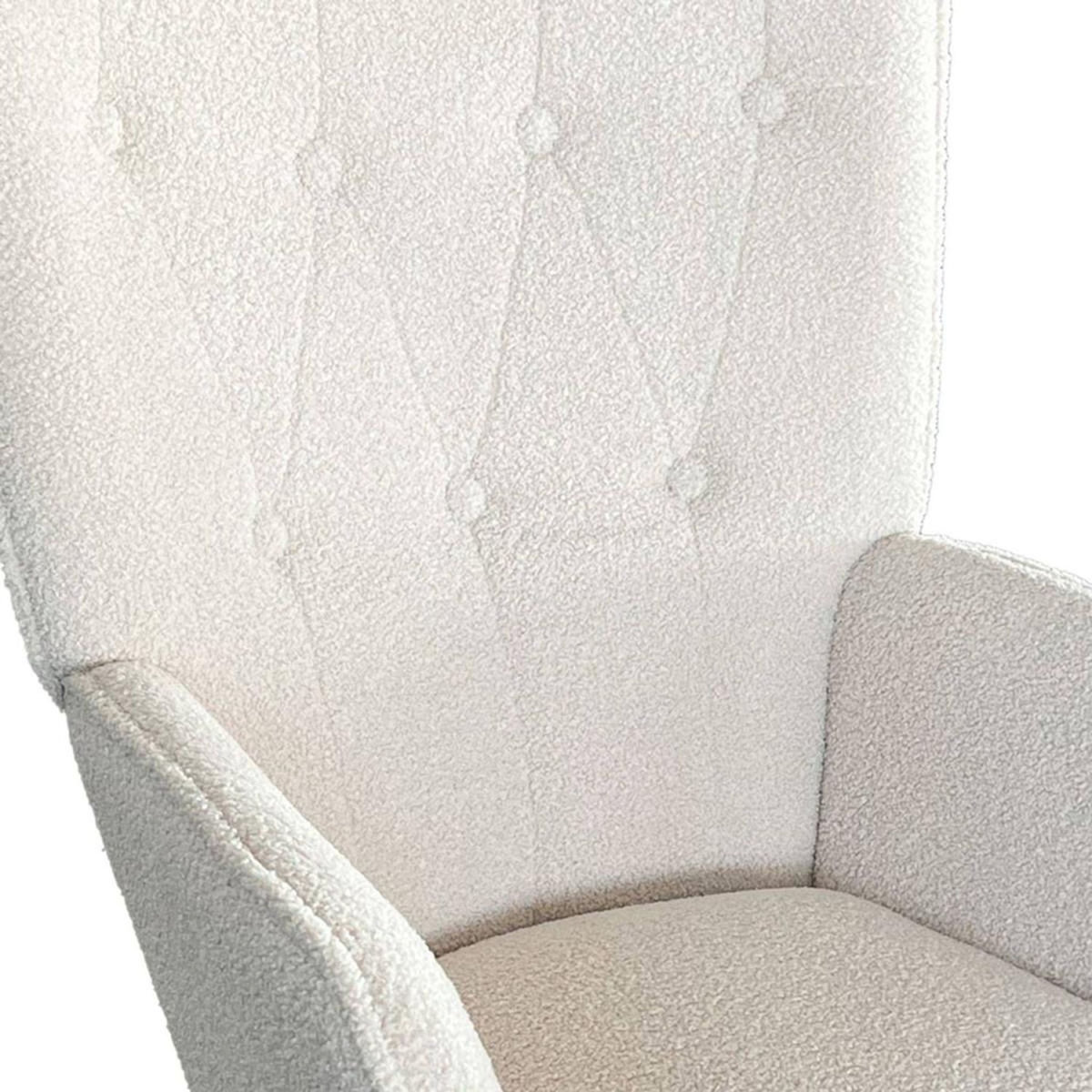 Paris Prix Fauteuil Scandinave en Bouclette Lainée  Carla  100cm Crème