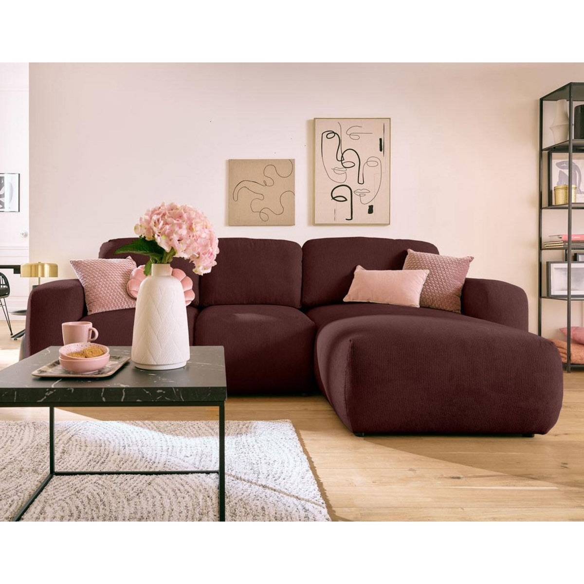 LISA DESIGN Sorrente - canapé d'angle réversible - convertible avec coffre - 4 places - en tissu texturé