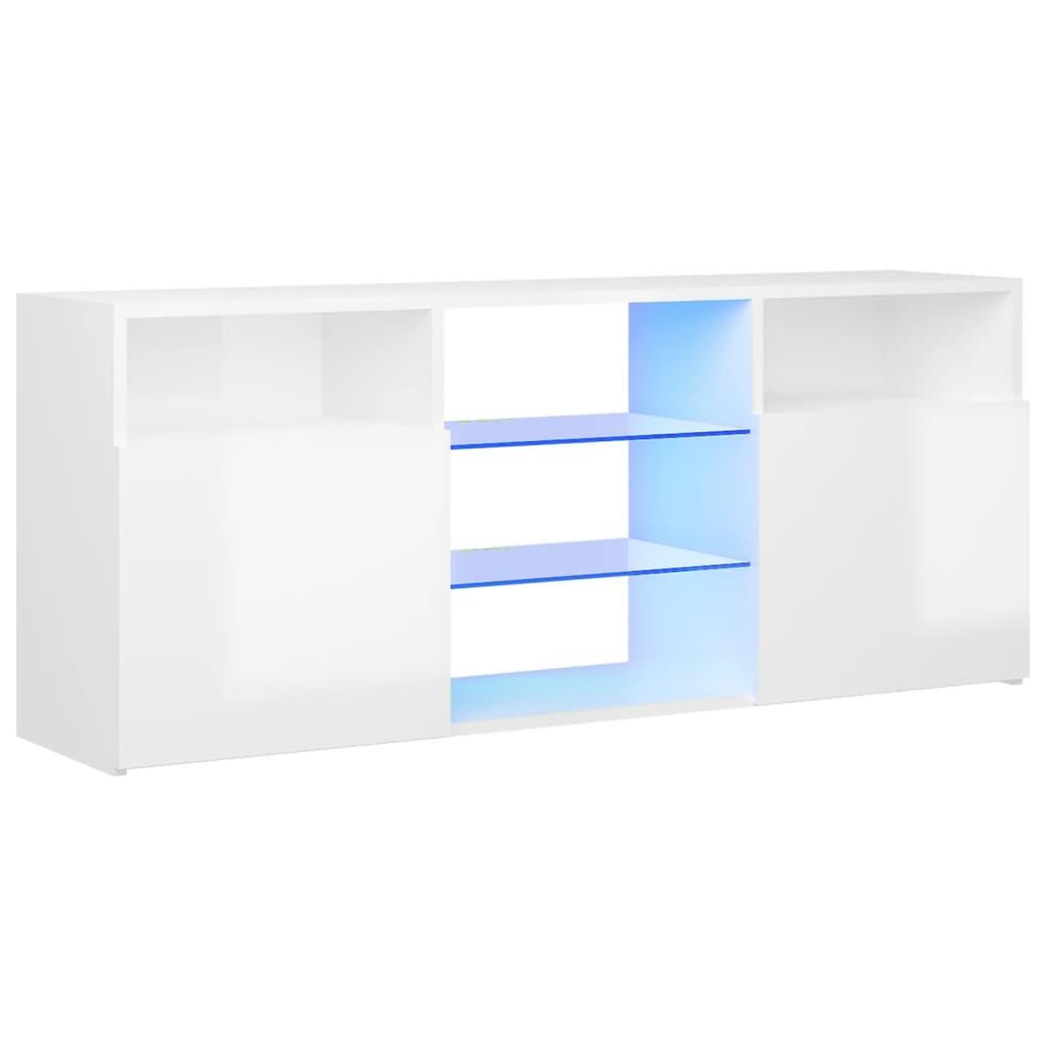 Voir la diapositive 2 : VIDAXL Meuble TV avec lumieres LED blanc brillant 120x30x50 cm