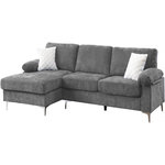 Habitat et Jardin Canapé d'angle gauche en tissu chenille  Jade  - 3 places - Gris clair