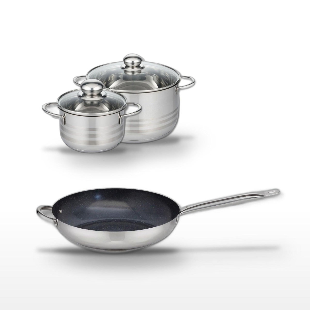 ELO Lot Poêle céramique 32cm et 2 Faitouts 16/24cm Elo Profi Therm Platinum