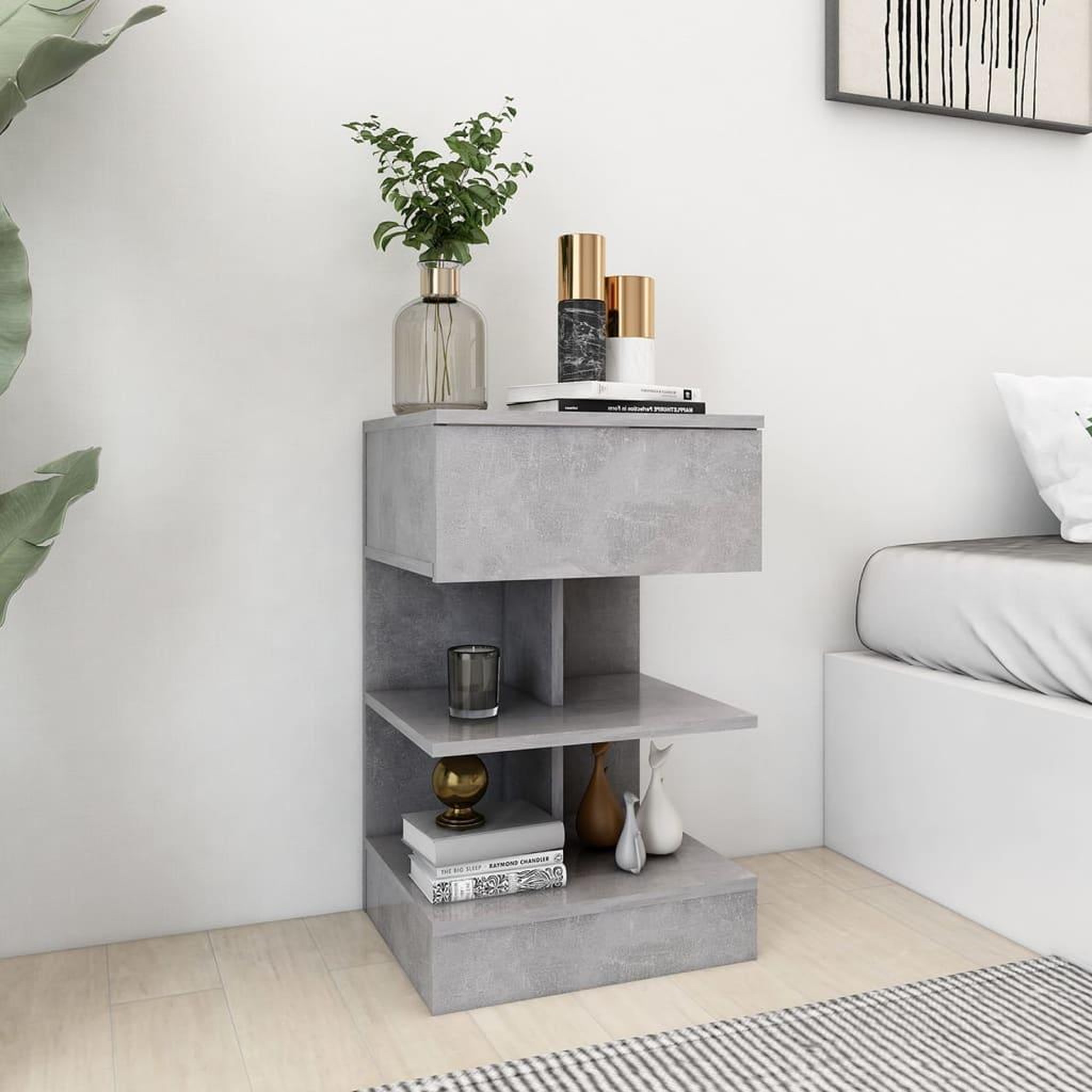 VIDAXL Table de chevet Gris beton 40x35x65 cm Bois d'ingenierie