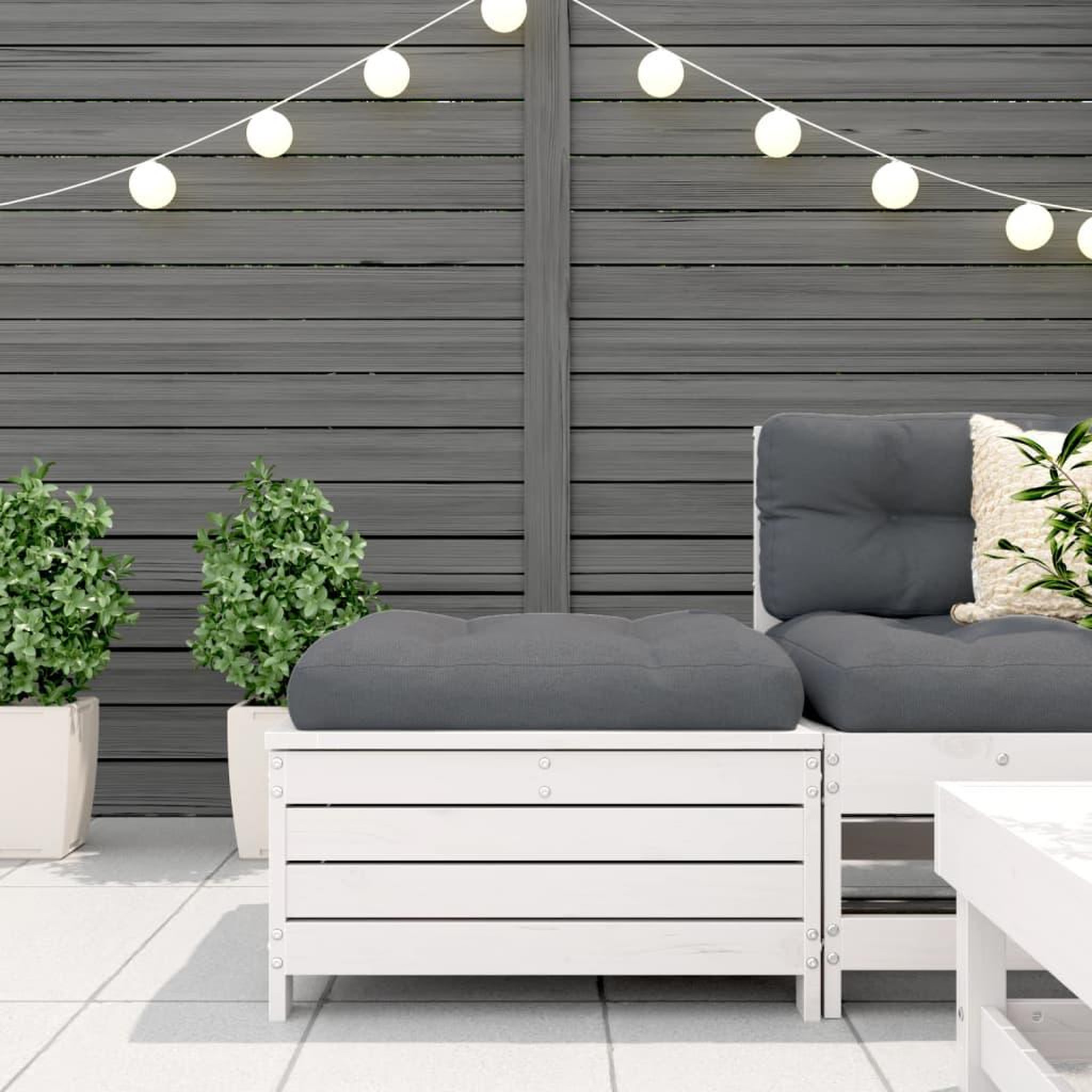 Voir la diapositive 3 : VIDAXL Repose-pied de jardin avec coussin blanc bois de pin massif