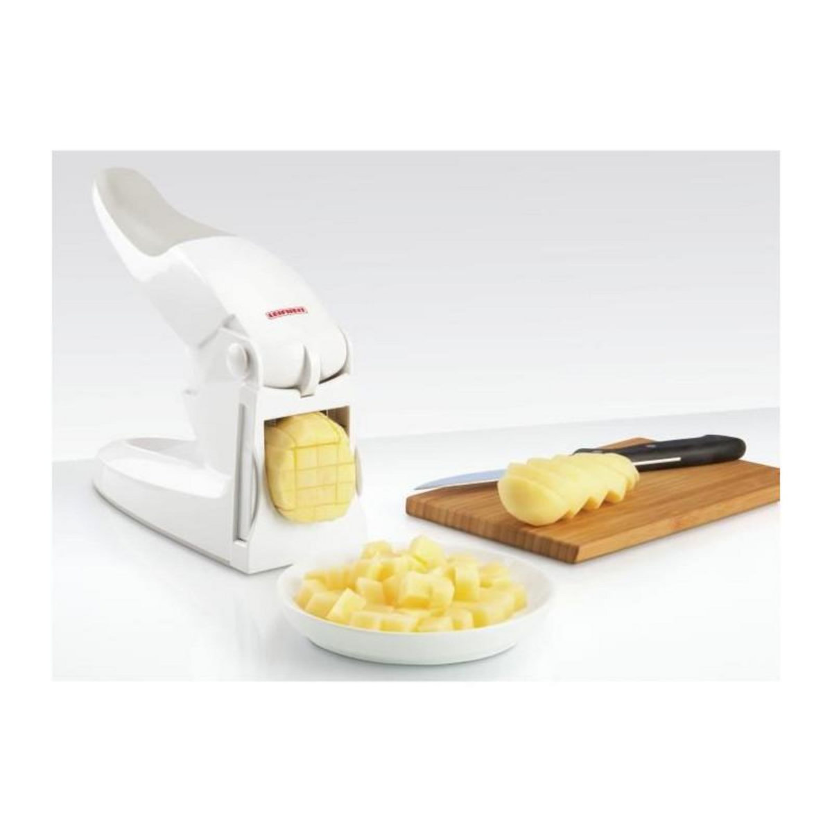Leifheit LEIFHEIT 3206 Coupe-Frites, coupe des pommes de terre, coupe legumes antiderapant pour faire des batonnets de 10mm ou 12 mm