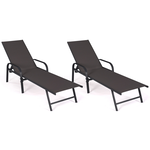 ID MARKET Lot de 2 transats de jardin inclinables FIDJI en acier noir et toile gris anthracite