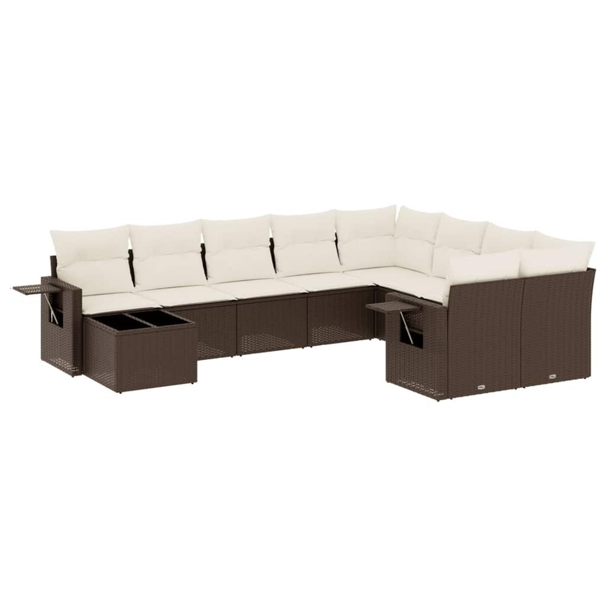 Voir la diapositive 2 : VIDAXL Salon de jardin 10 pcs avec coussins marron resine tressee