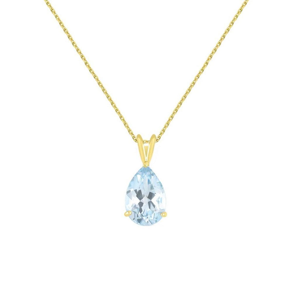 L'ATELIER D'AZUR Collier - Pendentif Or 18 Carats 750/000 Jaune Topaze Bleue Goutte - Femme