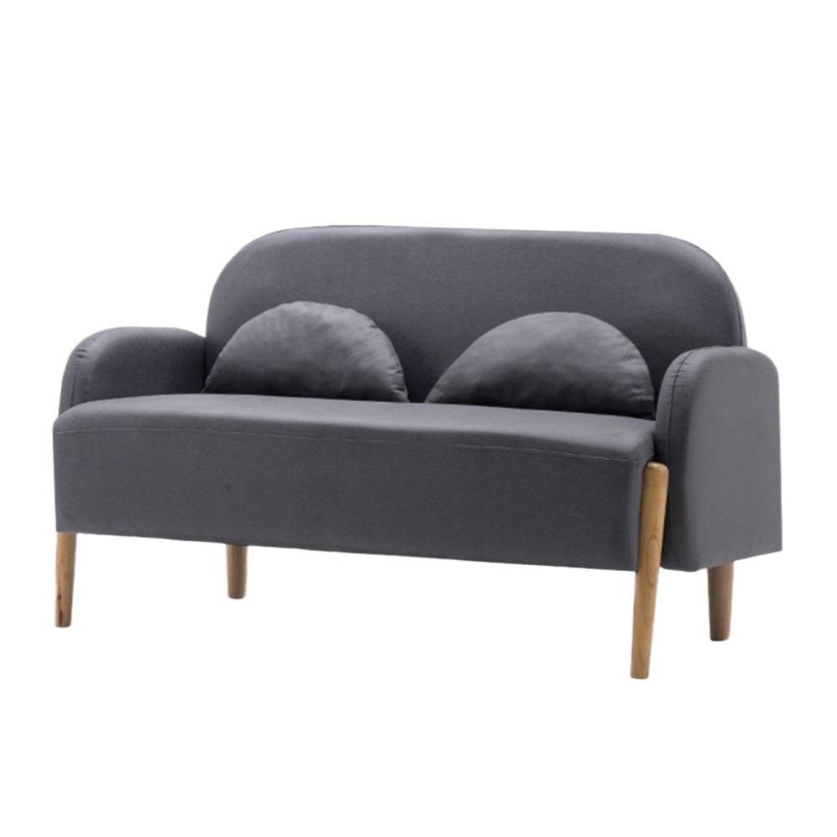 CONCEPT USINE Canapé 2 places effet cuir gris foncé KIDO