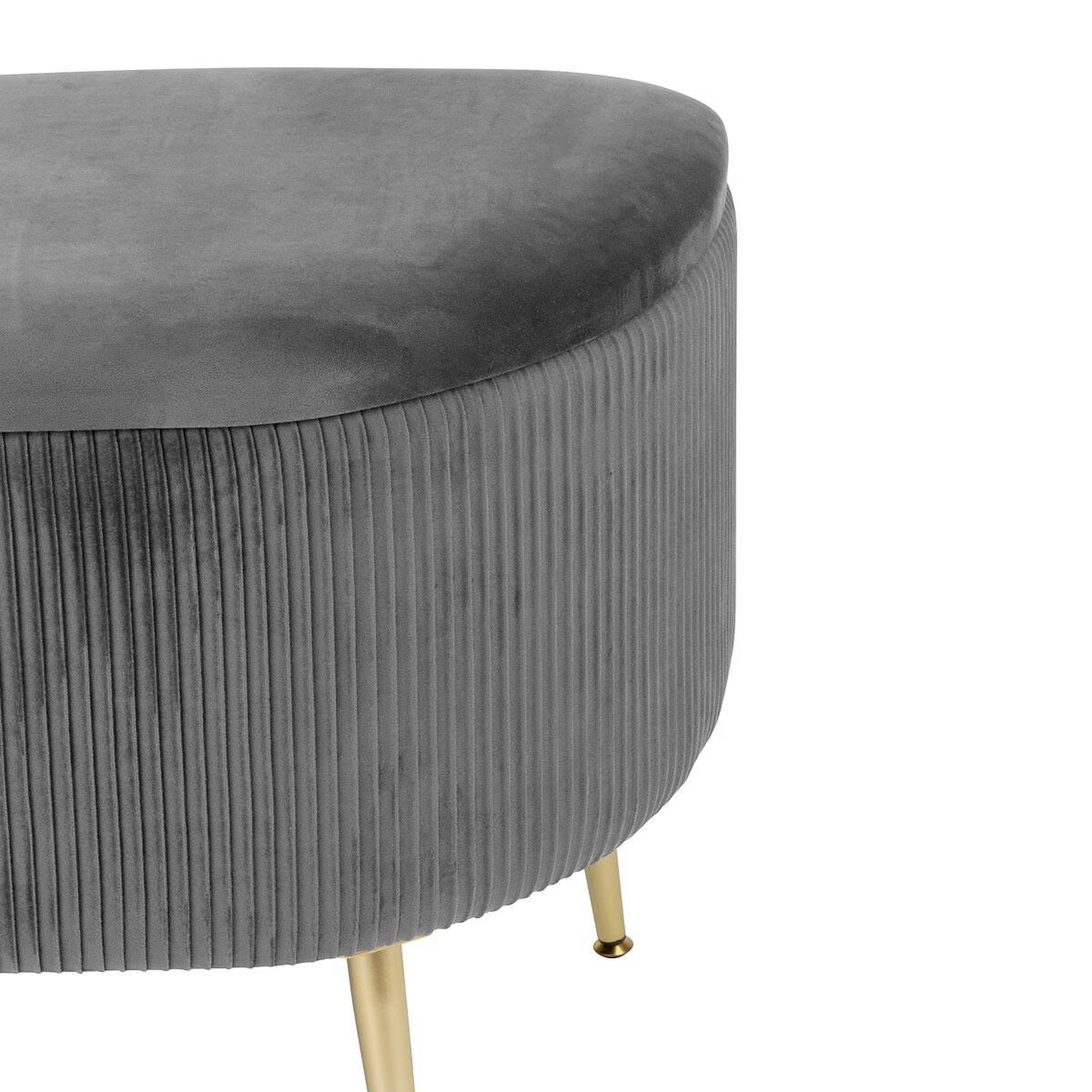Voir la diapositive 4 : ATMOSPHERA Banc coffre en velours  solaro  100cm gris