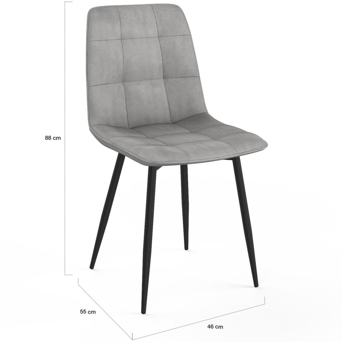 ID MARKET Lot de 6 chaises MILA en velours gris foncé, gris clair, beige, noir et patchworks noir, gris et blanc x2 pour salle à manger