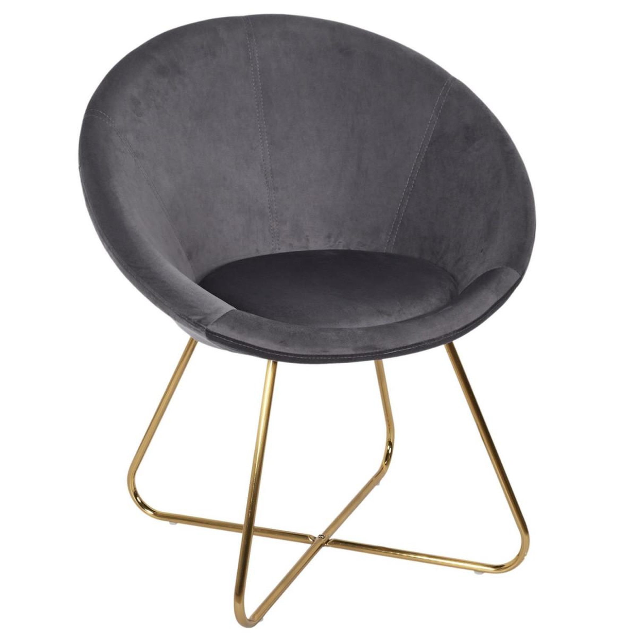 The Home Deco Factory Fauteuil Design Velours  Karl  83cm Gris