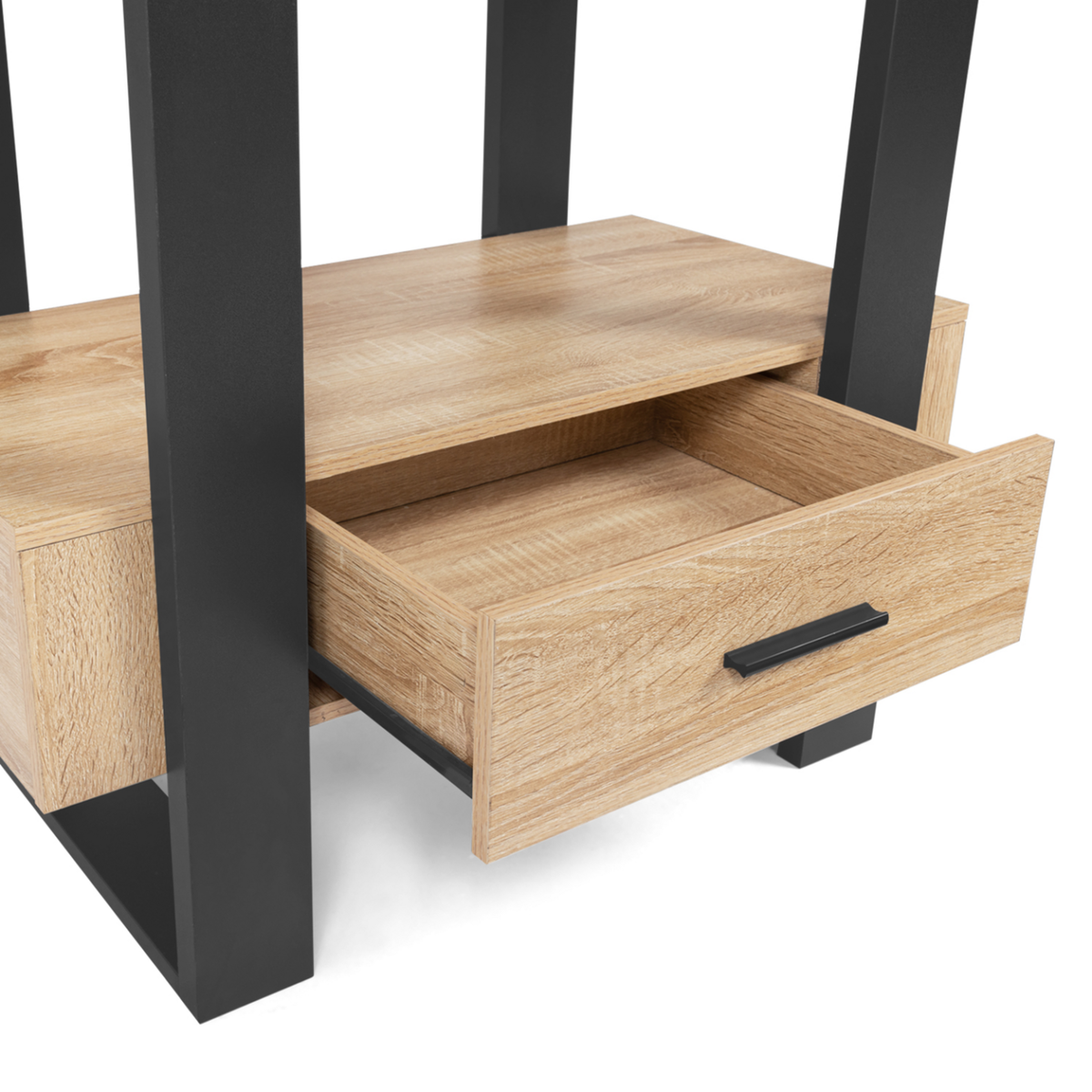 ID MARKET Etagère 4 niveaux avec tiroir PHOENIX bois et noir