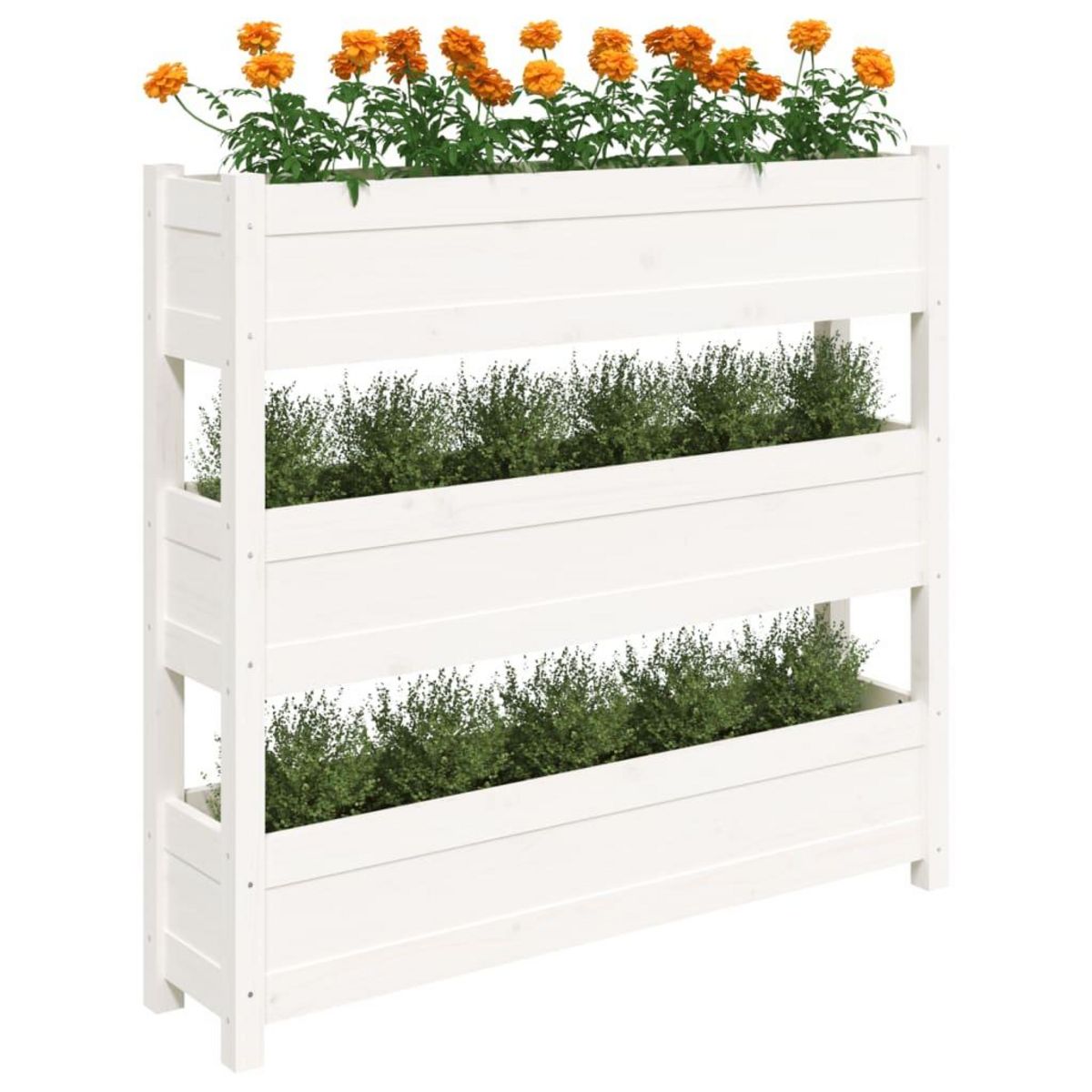 VIDAXL Jardiniere Blanc 112x25x104,5 cm Bois massif de pin