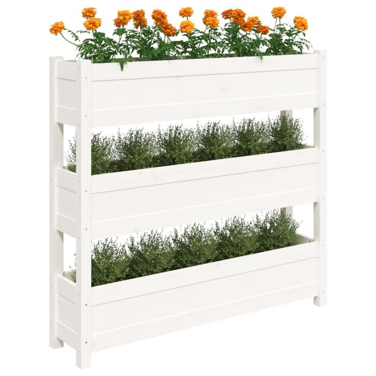 VIDAXL Jardiniere Blanc 112x25x104,5 cm Bois massif de pin