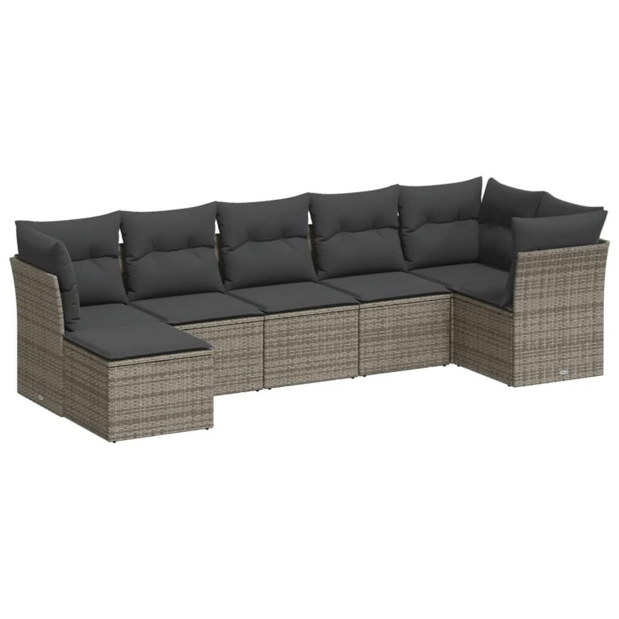 Voir la diapositive 2 : VIDAXL Salon de jardin avec coussins 7 pcs gris resine tressee