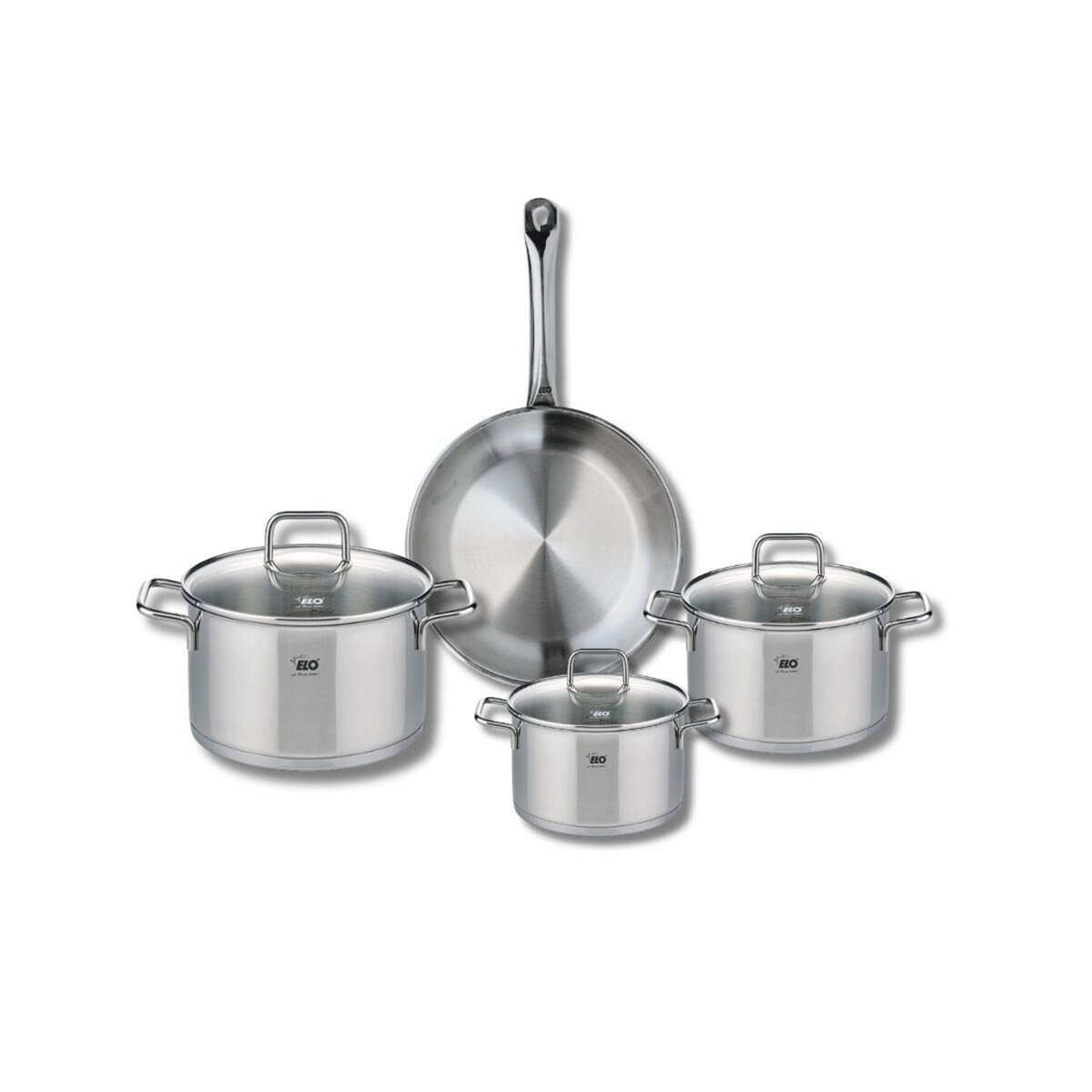 ELO Ensemble de 1 Poêle de cuisson 24 cm et 3 faitouts 14, 16 et 20 cm Elo Profi Citrin