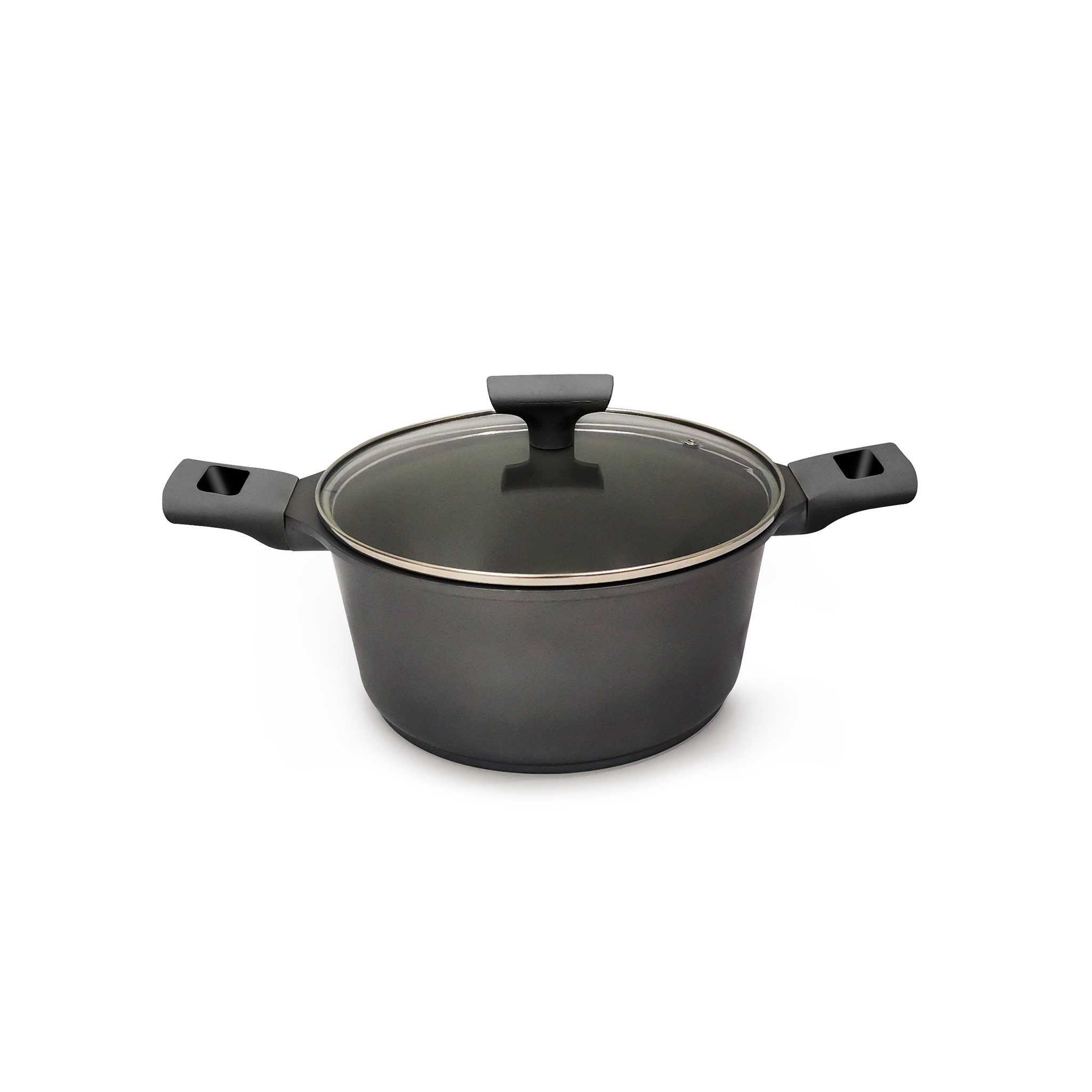  Faitout fonte aluminium 28 cm + couvercle verre