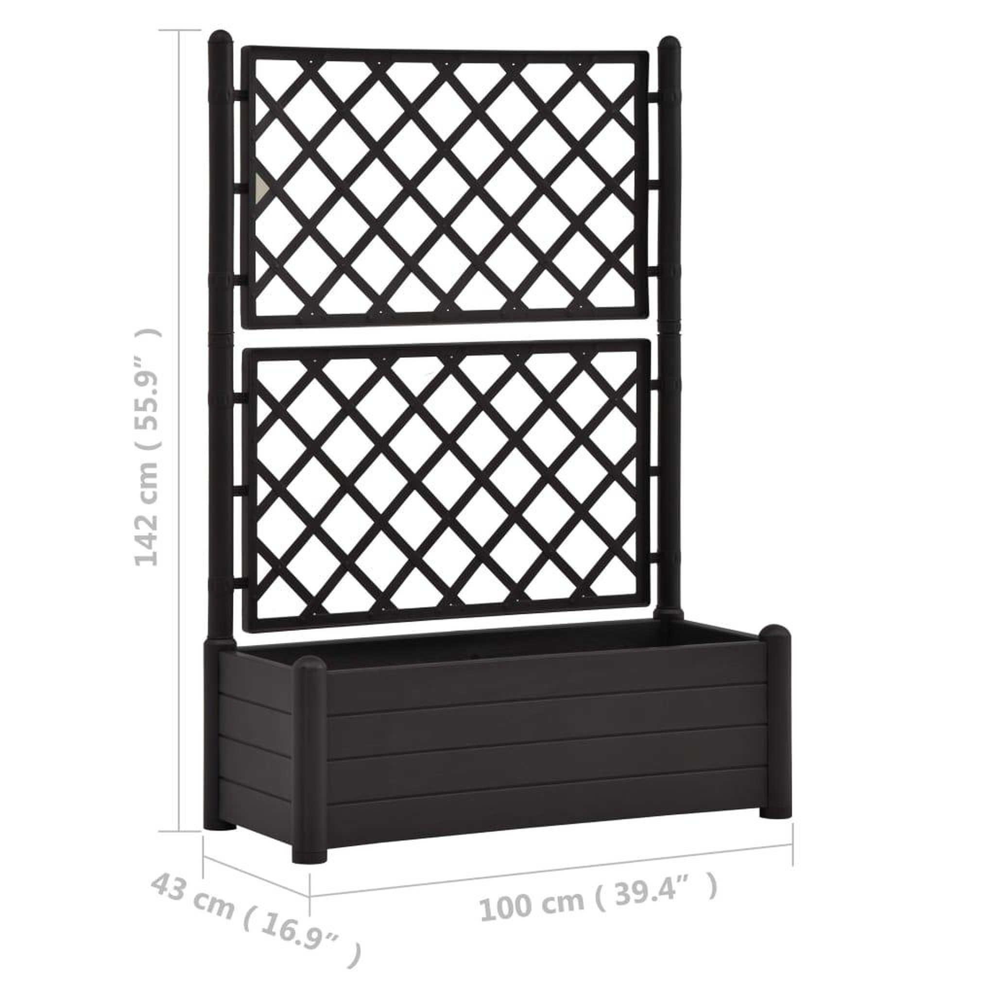Voir la diapositive 6 : VIDAXL Jardiniere avec treillis 100x43x142 cm PP Anthracite