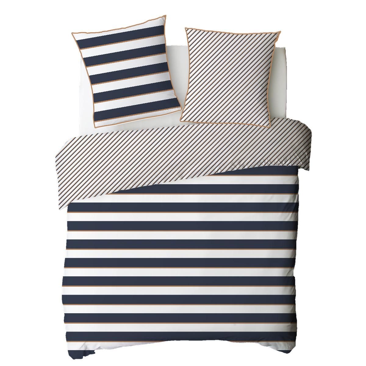 FUTURE HOME Parure de lit 2 personnes à rayures réversible