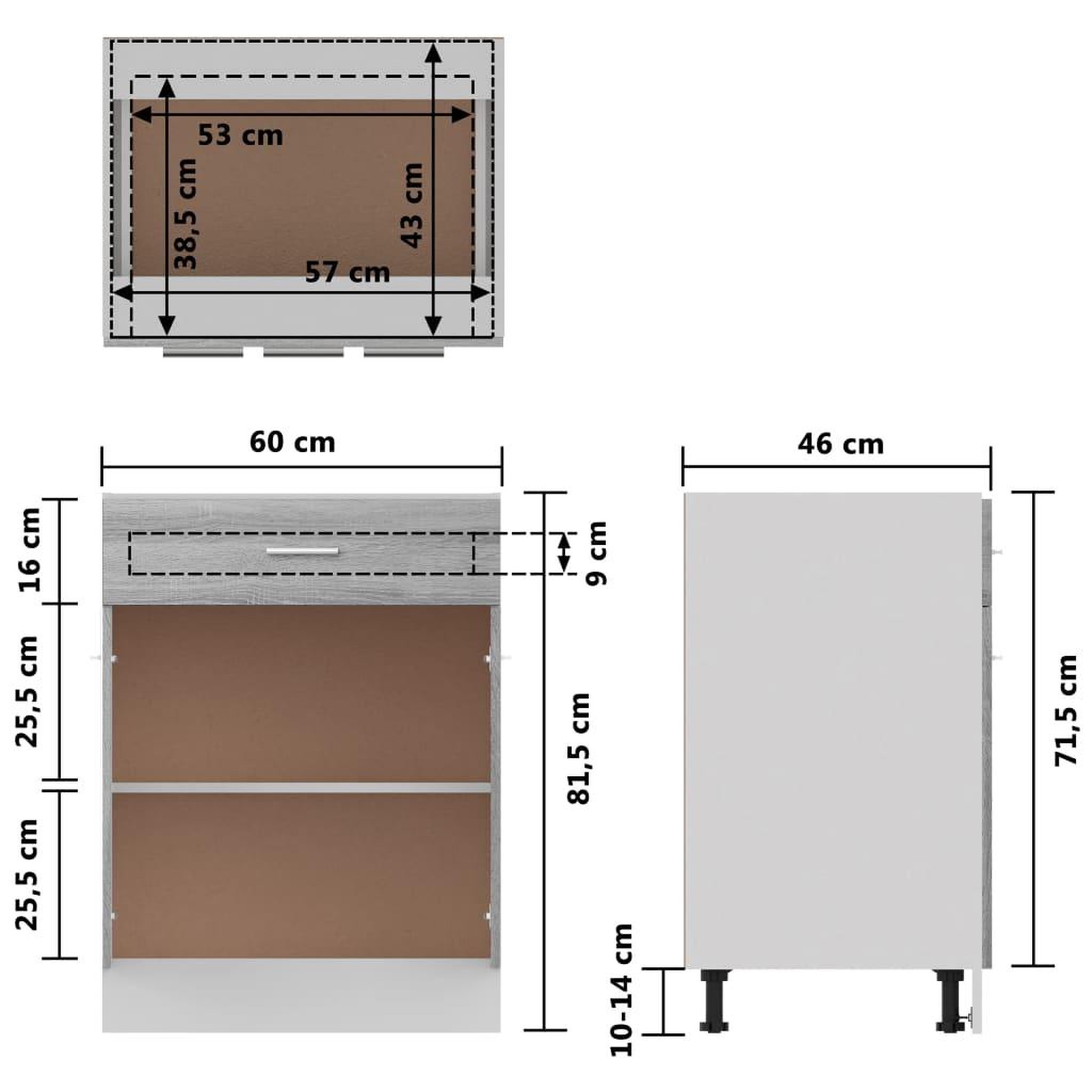 Voir la diapositive 6 : VIDAXL Armoire de plancher a tiroir Sonoma gris 60x46x81,5 cm